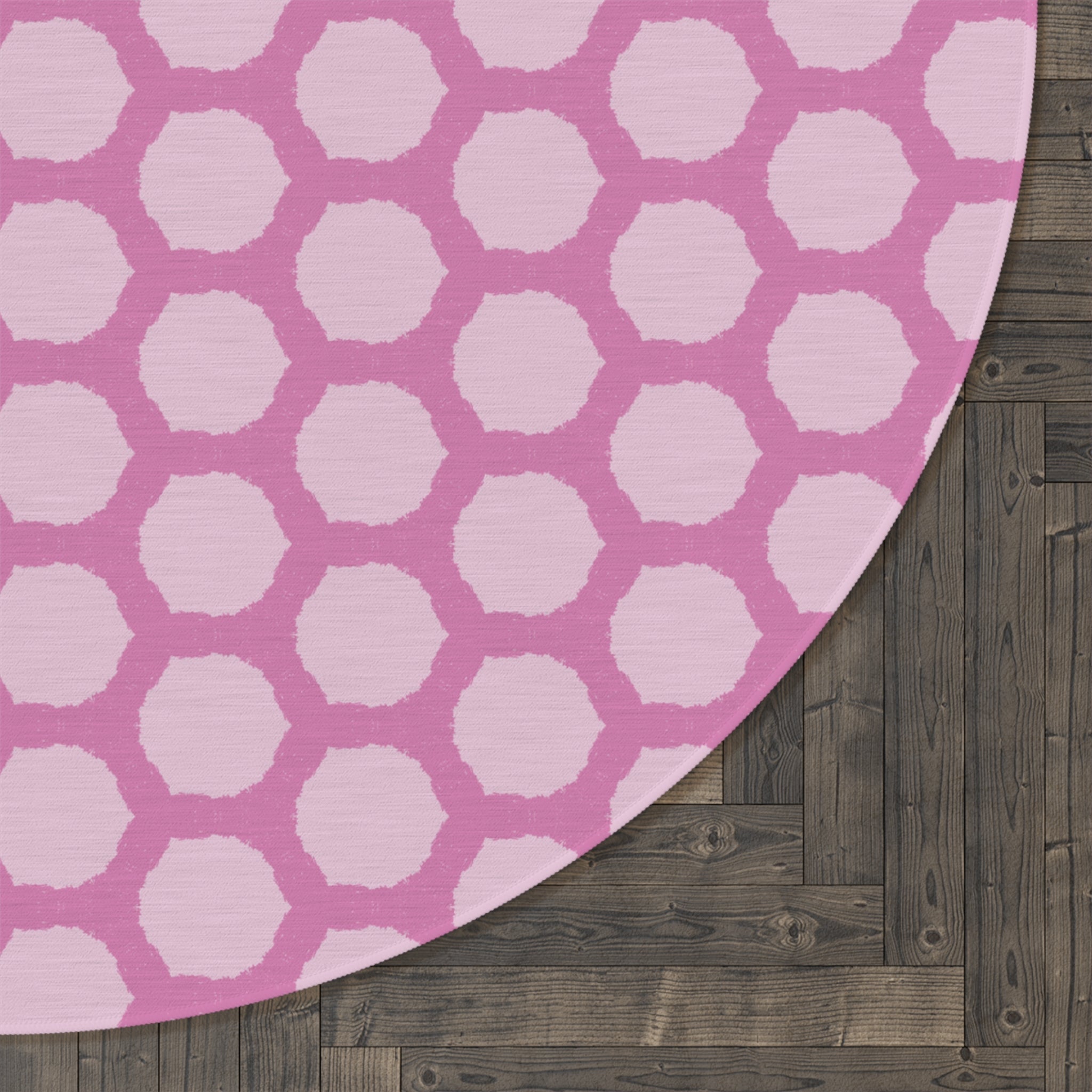 Pink Honeycomb Round Rug – Geometric Nursery Accent Rug
