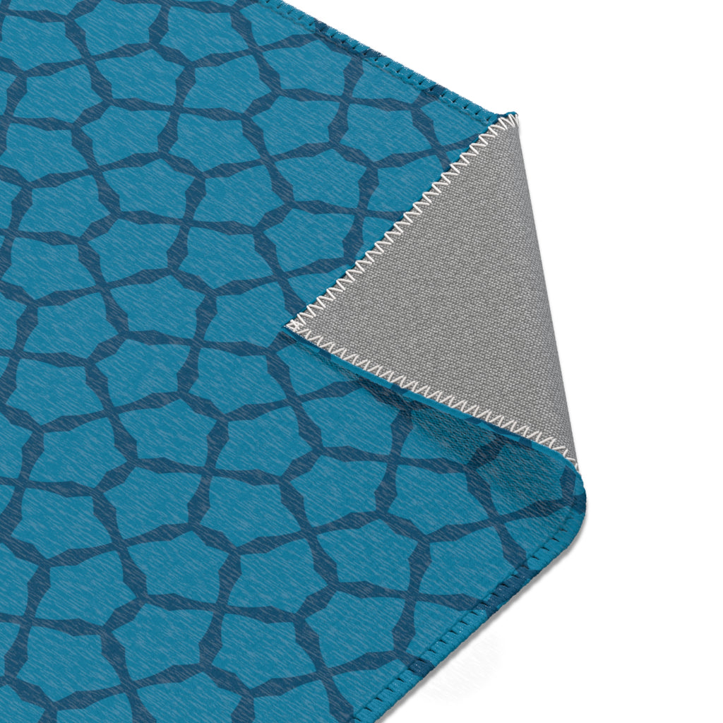 Blue Geometric Trellis Area Rug — Modern Moroccan Pattern