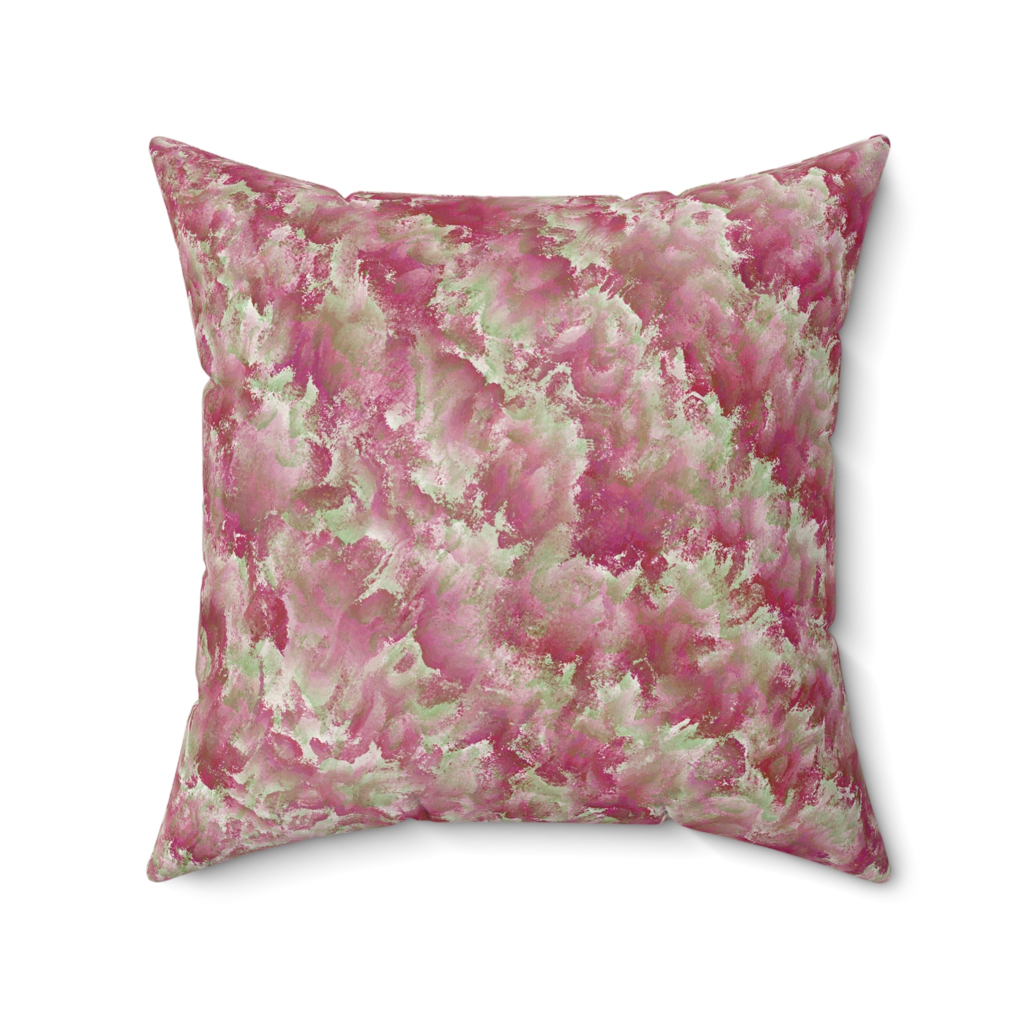 Pink Watercolor Floral Pillow — Soft Abstract Botanical Throw Pillow