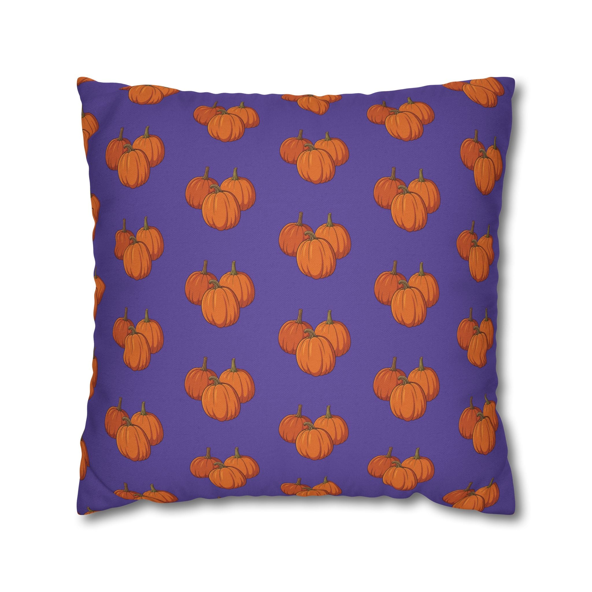 Purple Autumn Pumpkin Pattern THROW PILLOW COVER — Orange Pumpkins on Purple Decorative Throw Pillow