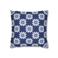 Navy Blue Floral Decorative THROW PILLOW COVER — Navy White Dahlia Pattern Square Throw Pillow Cover