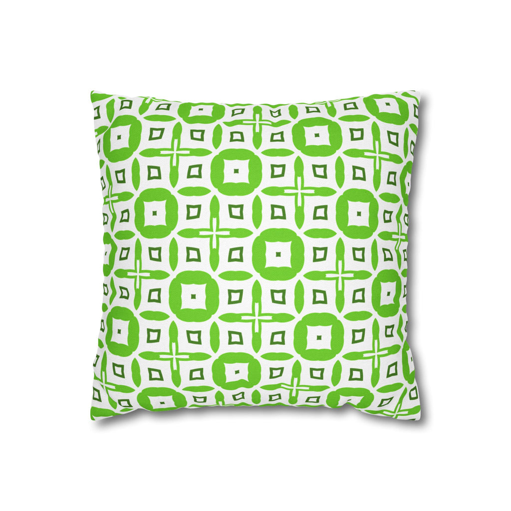 Green Geometric Square THROW PILLOW COVER — Modern Tossed Tile Pattern Decorative Throw Pillow Cover