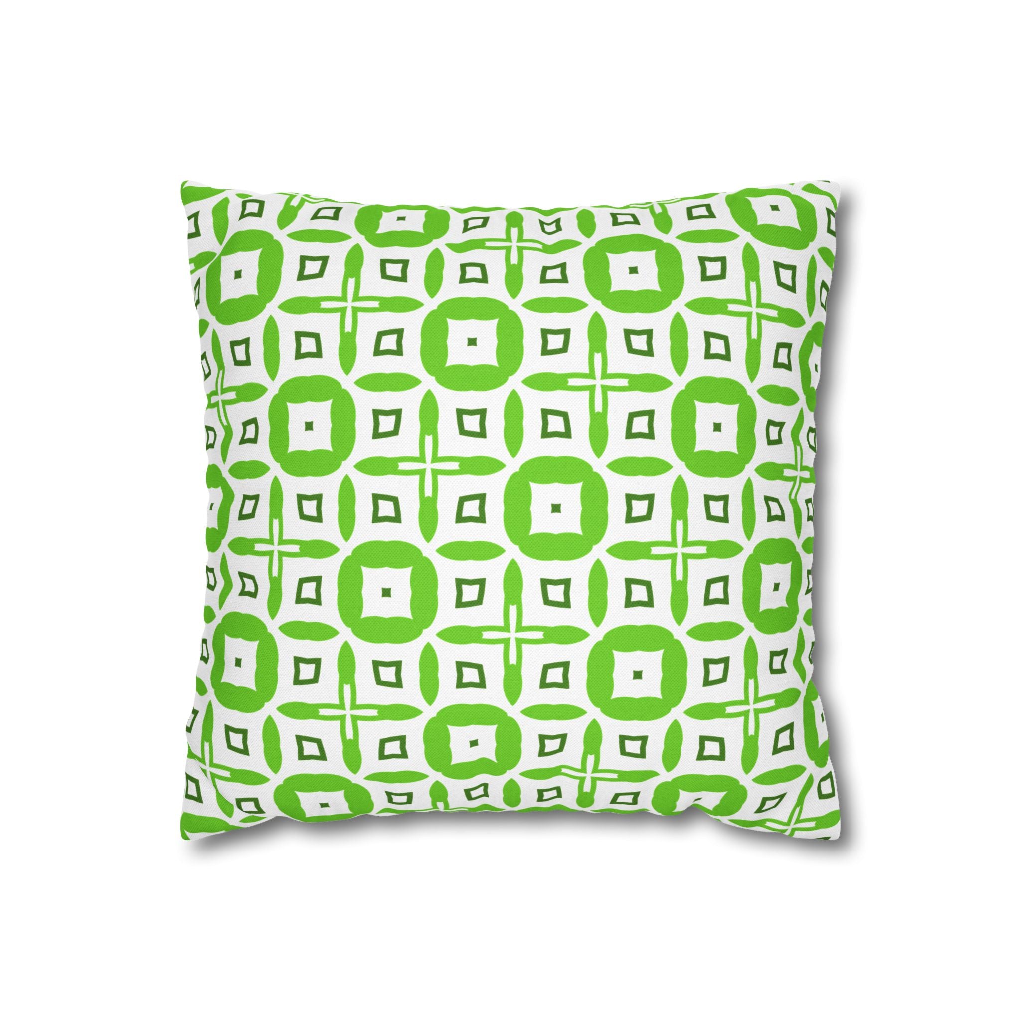 Green Geometric Square THROW PILLOW COVER — Modern Tossed Tile Pattern Decorative Throw Pillow Cover