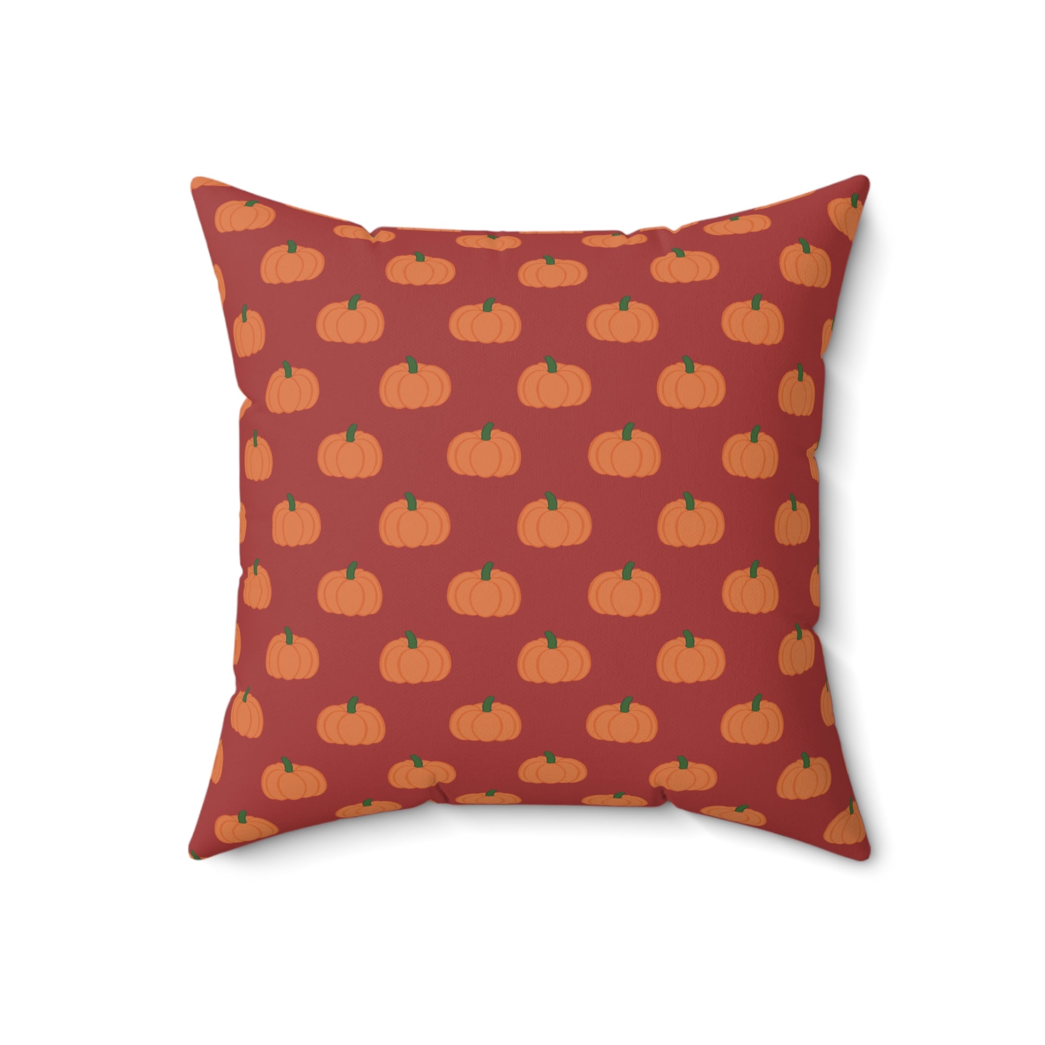 Burnt Orange Halloween Pumpkin Pattern Square Pillow — Halloween Fall Decorative Throw Pillow