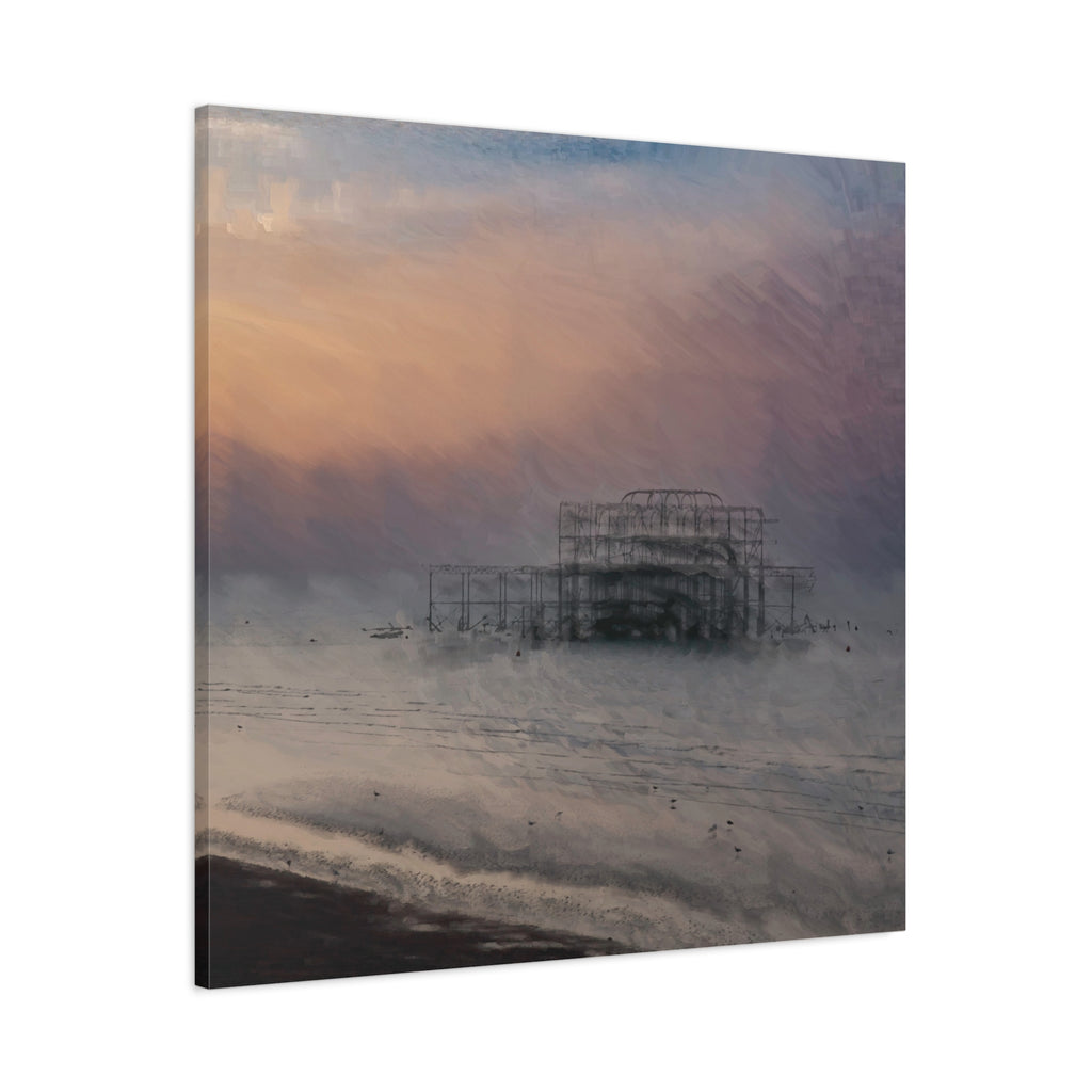 Matte Canvas Wall Art - West Pier Brighton, Ethereal Beachscape, Coastal Decor, Ocean Wall Hanging, Abstract Landscape Print, Gift for Art Lovers