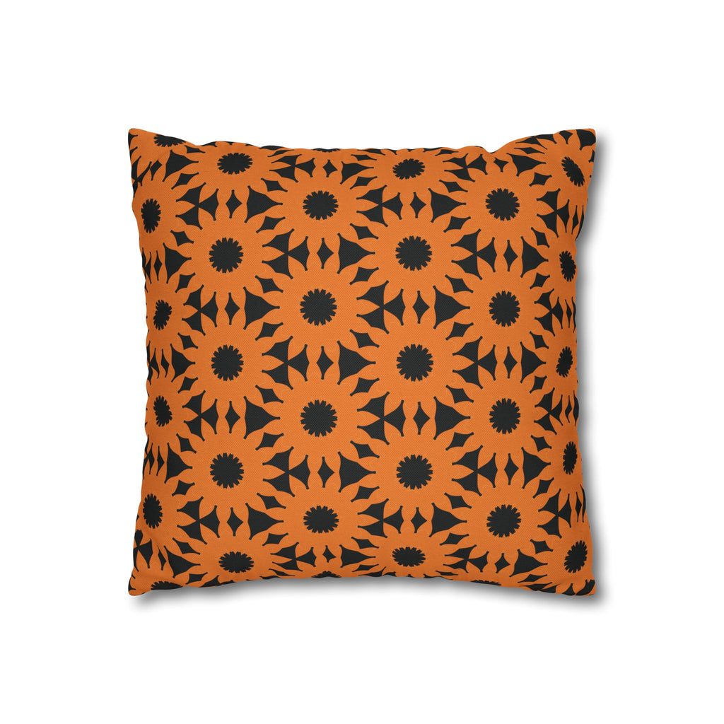 Orange & Black Sunflower Pattern THROW PILLOW COVER — Fall Halloween Decorative Throw Pillow