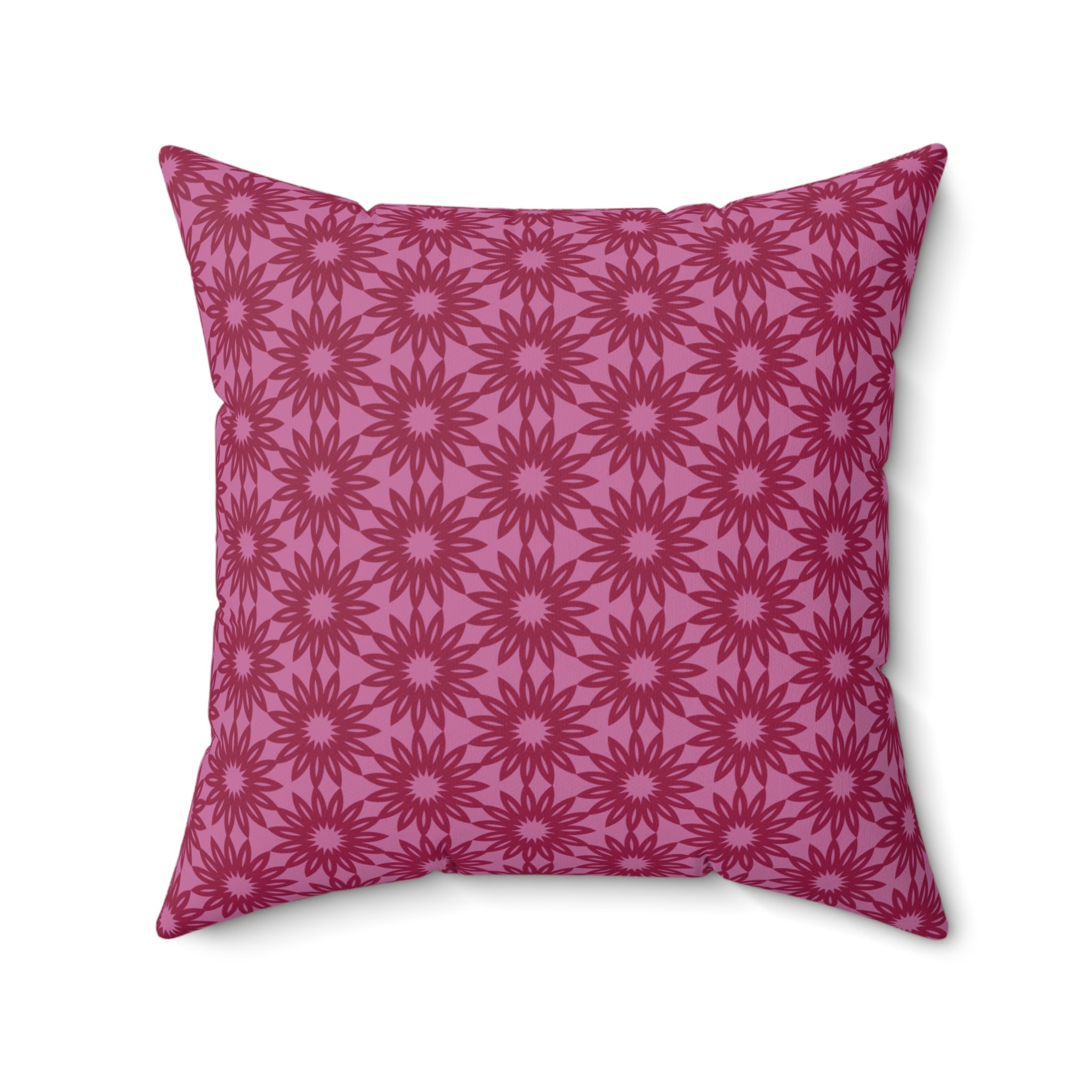 Berry Pink Floral Pillow — Decorative Square Throw Cushion