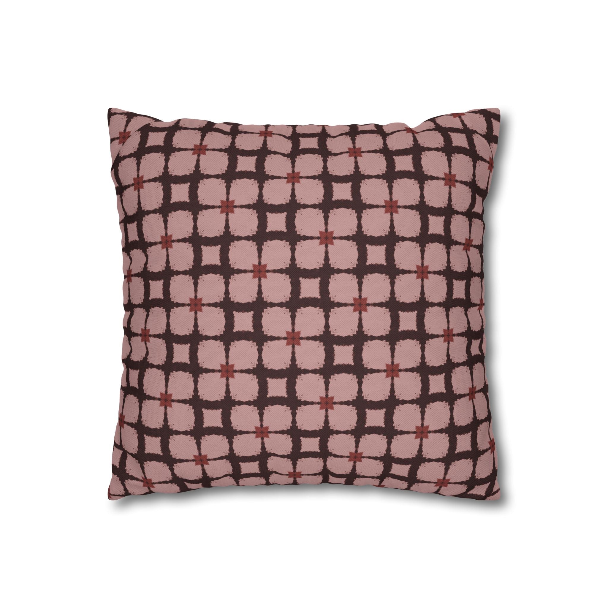Vintage Pink Plaid Decorative THROW PILLOW COVER — Spun Polyester Square Throw Pillow Cover