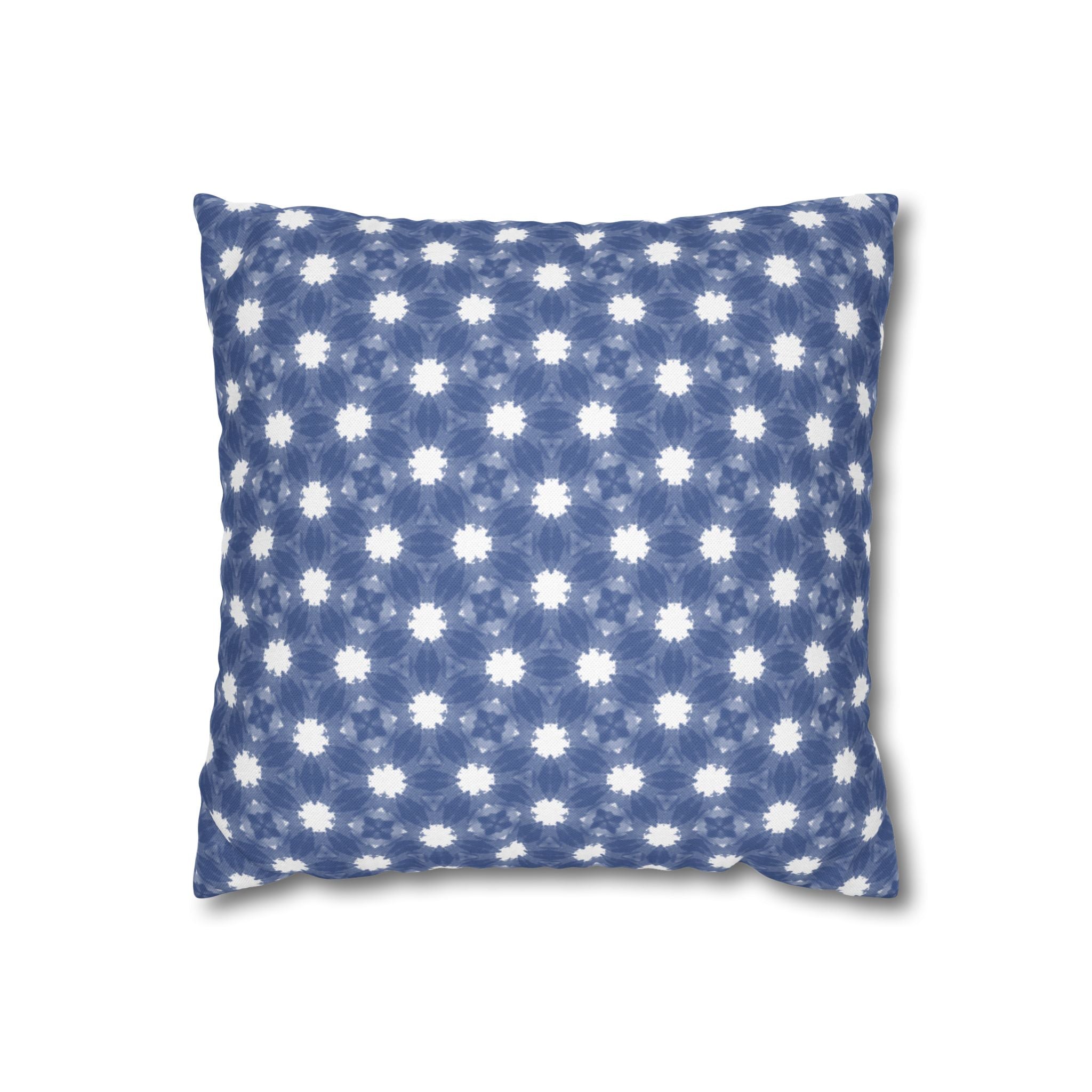 Blue and white Floral Pattern THROW PILLOW COVER — Square Decorative Throw Pillow Cover