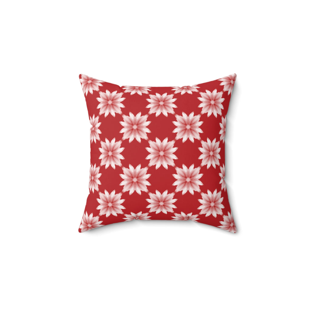 Holiday Red Floral Pillow — Red & White Dahlia Throw Pillow