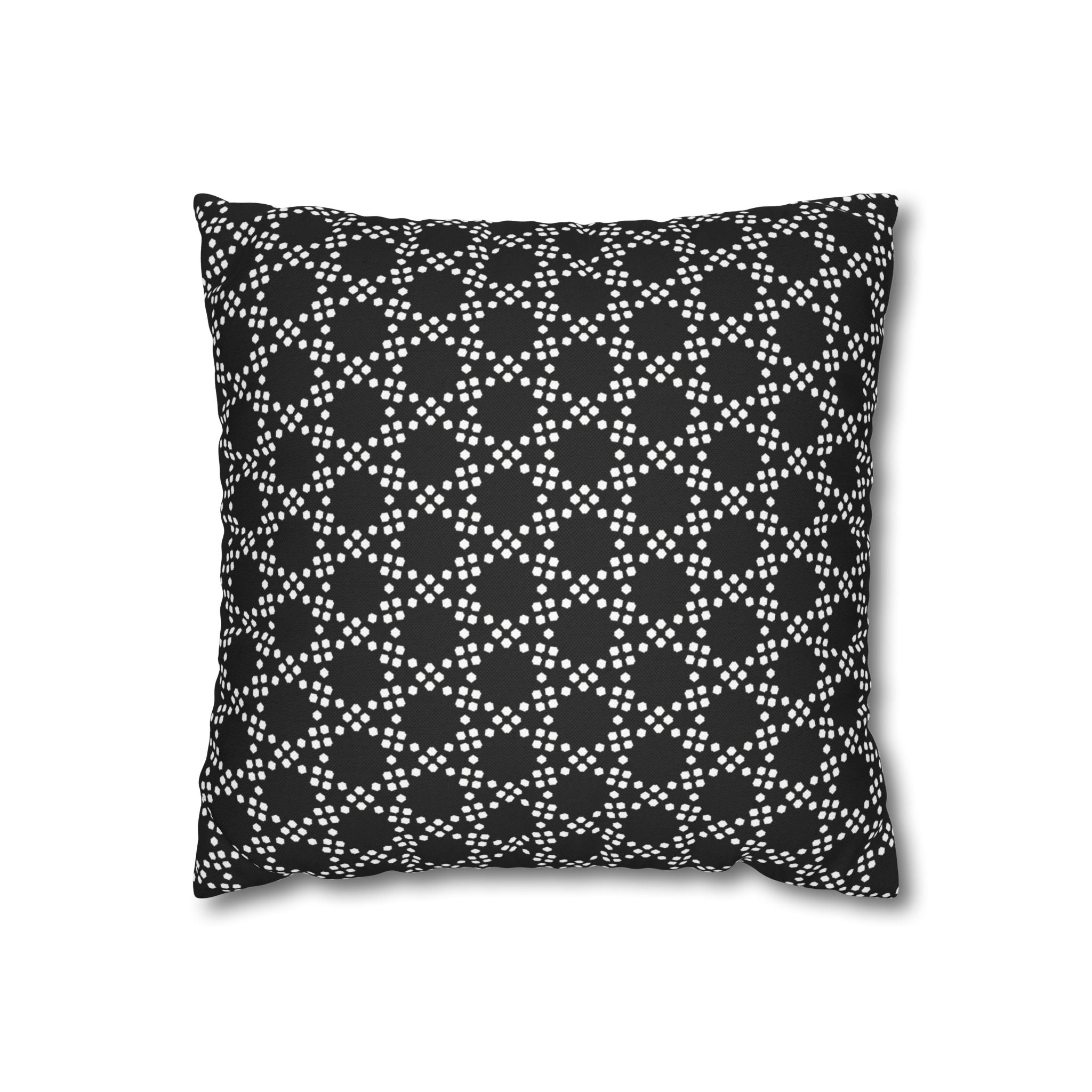 Black and White Lattice Dot Pattern THROW PILLOW COVER — Modern Decorative Throw Pillow