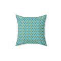Aqua Retro Circle Design Throw Pillow — Spun Polyester Square Pillow