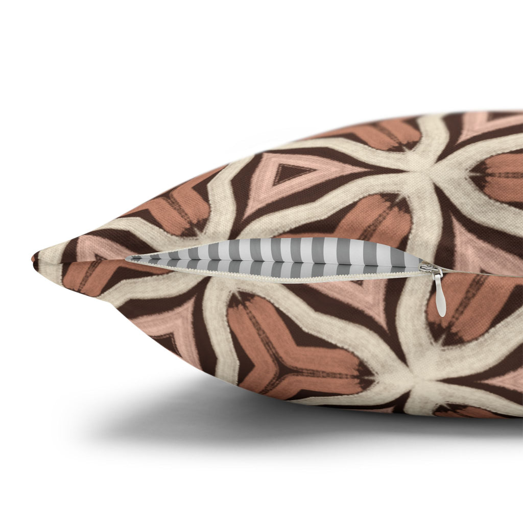 Earth Tone Tribal Pattern Decorative THROW PILLOW COVER — Spun Polyester Square Pillowcase