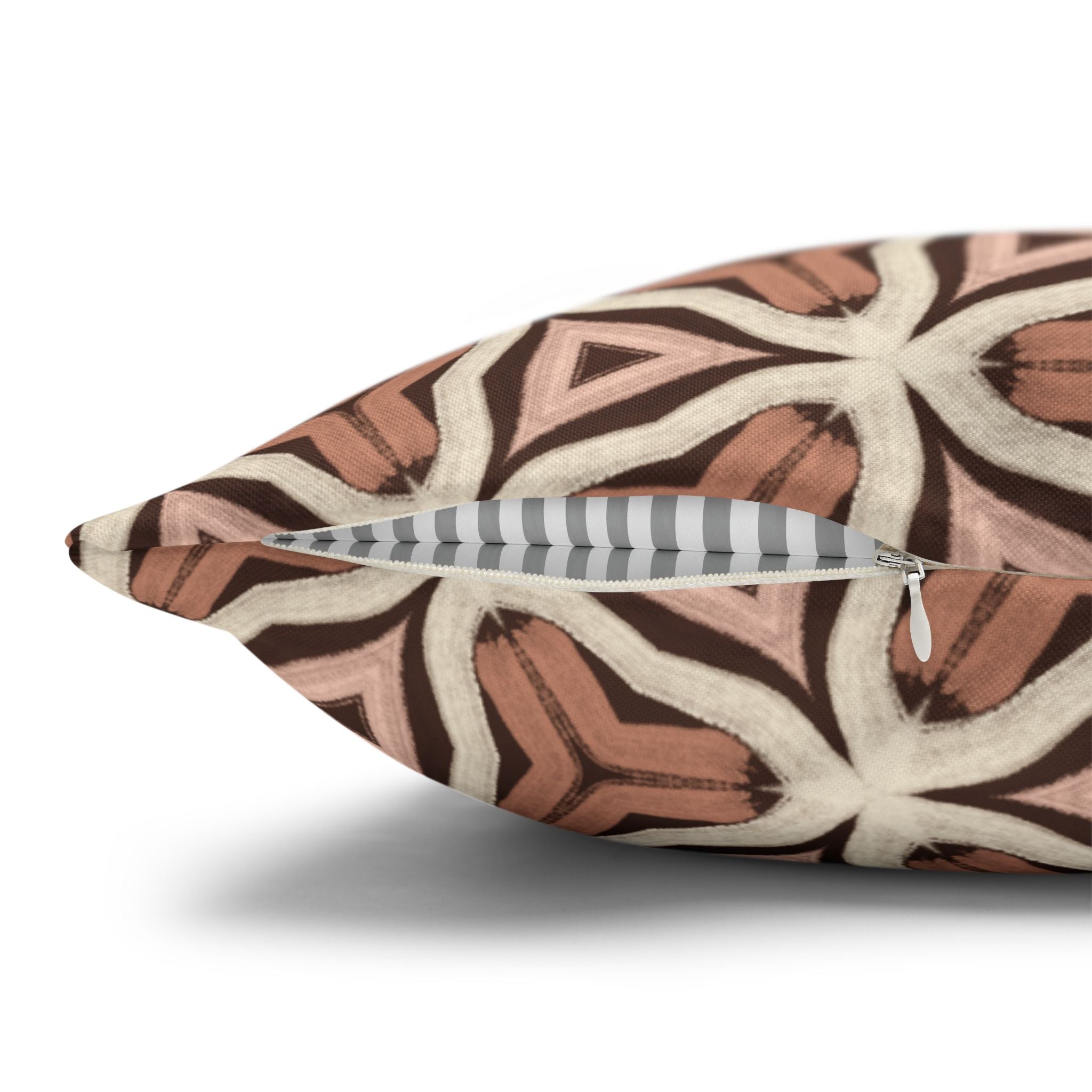 Earth Tone Tribal Pattern Decorative THROW PILLOW COVER — Spun Polyester Square Pillowcase