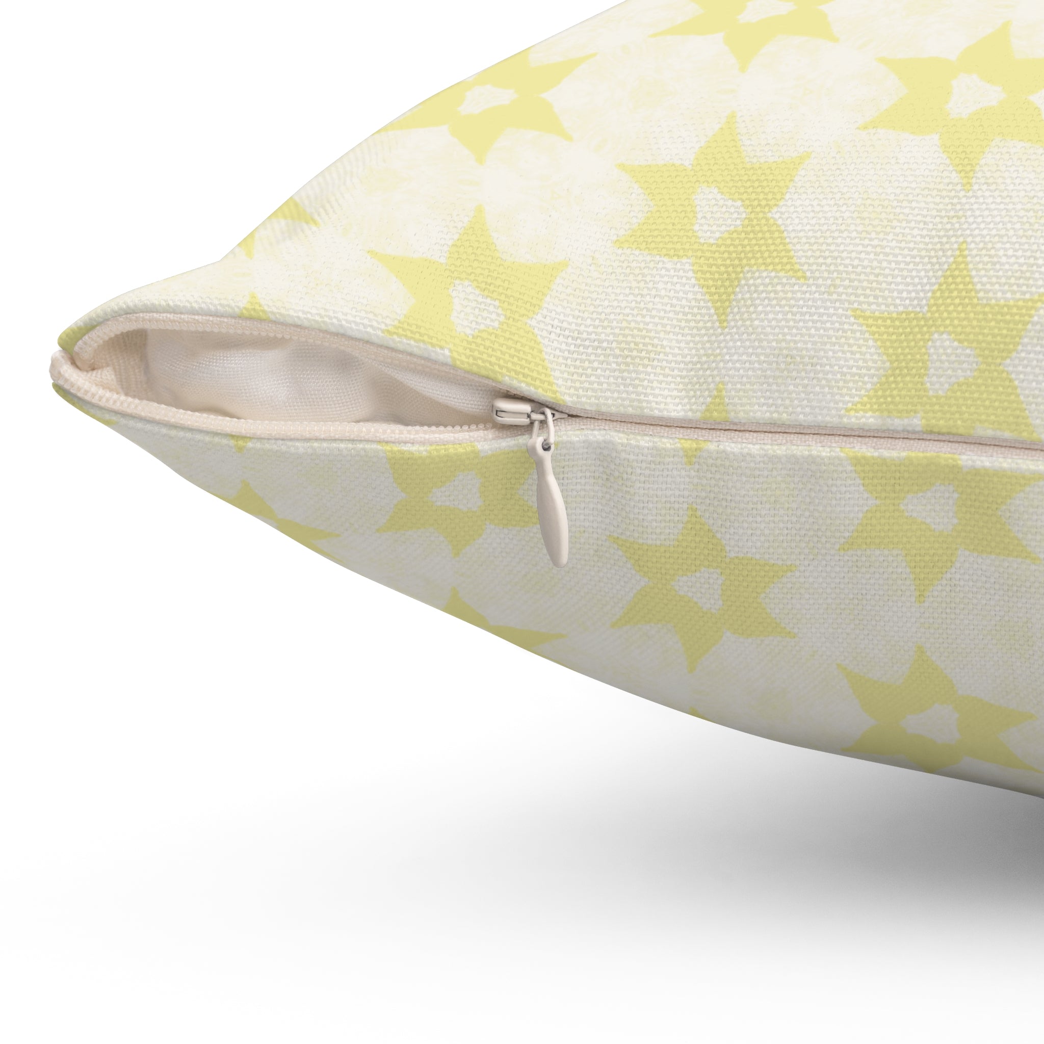 Cream Floral Star Pattern Square Pillow - Decorative Polyester Throw Pillow