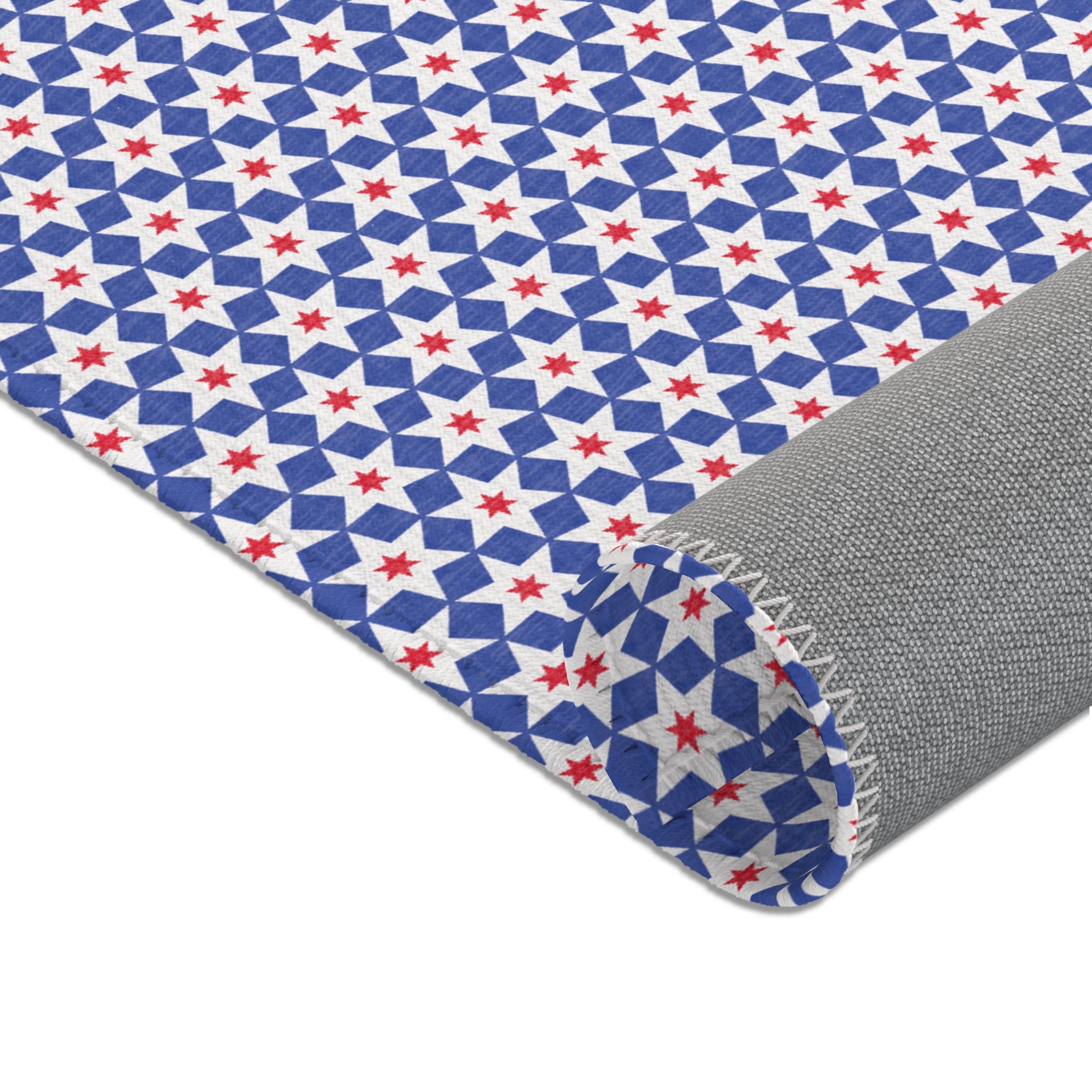Independence Day Stars Red White and Blue Pattern Area Rug – Red, White & Blue Geometric Floor Mat