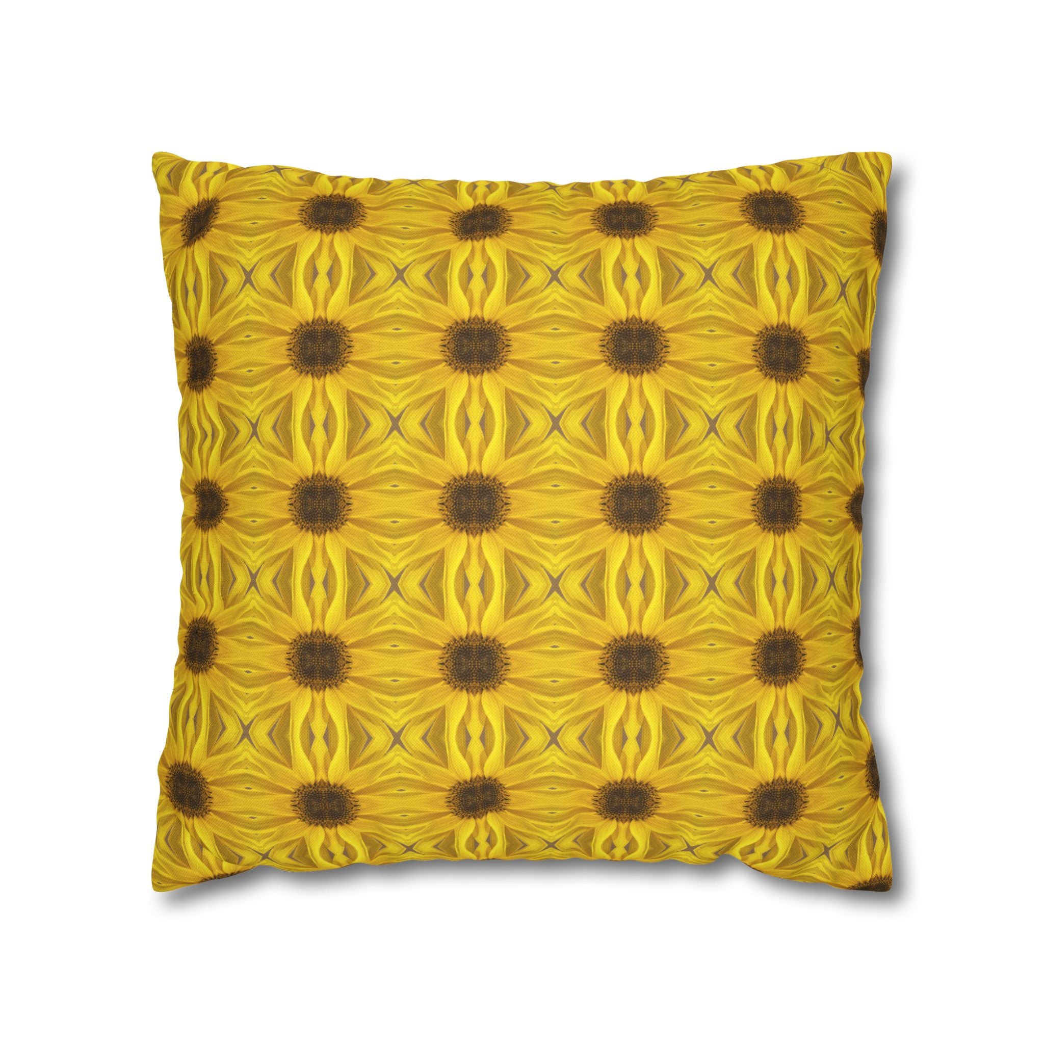 Sunflower Mosaic Decorative THROW PILLOW COVER — Yellow Floral Decorative Throw Pillow