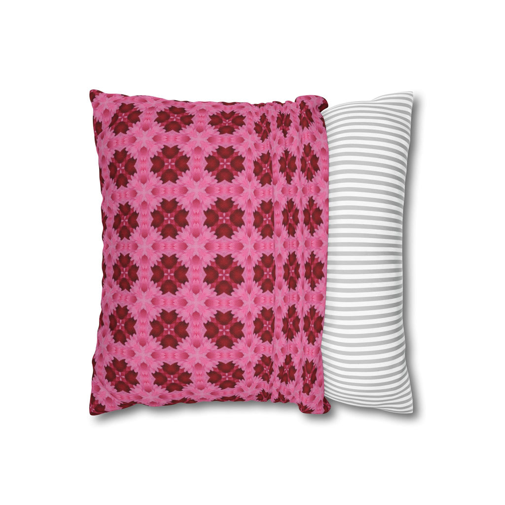 Pink Floral Geometric THROW PILLOW COVER — Decorative Square Pillow Cover