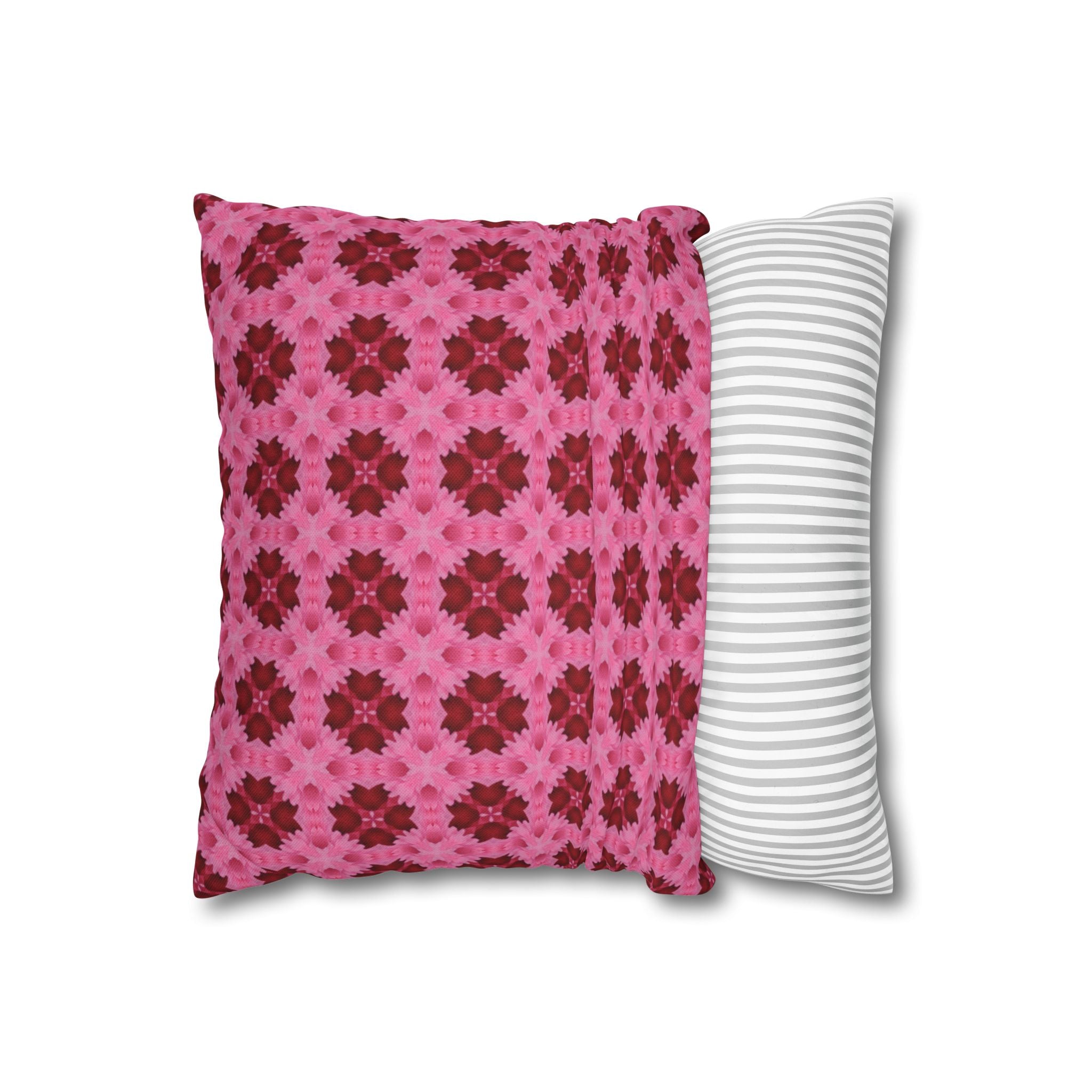 Pink Floral Geometric THROW PILLOW COVER — Decorative Square Pillow Cover