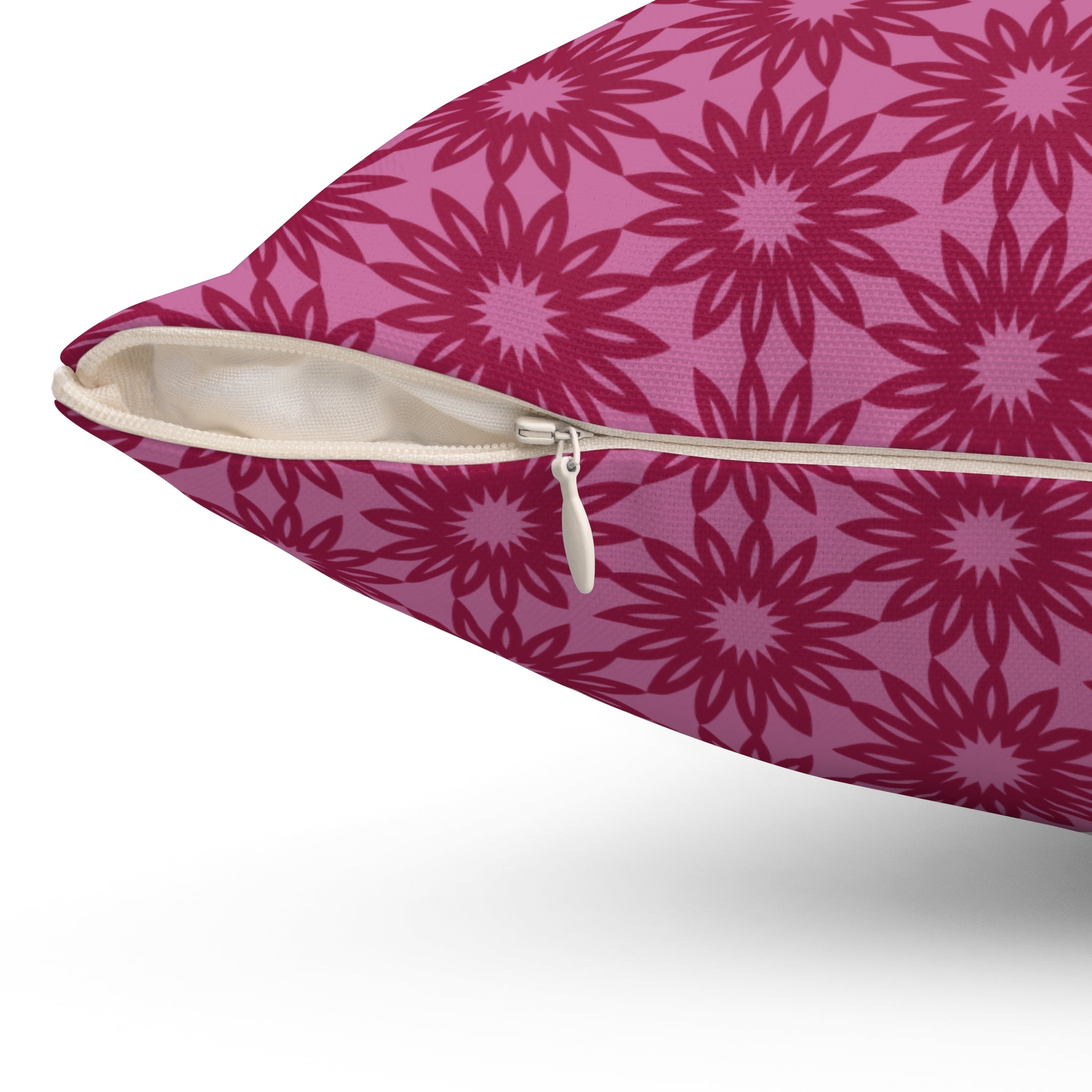 Berry Pink Floral Pillow — Decorative Square Throw Cushion