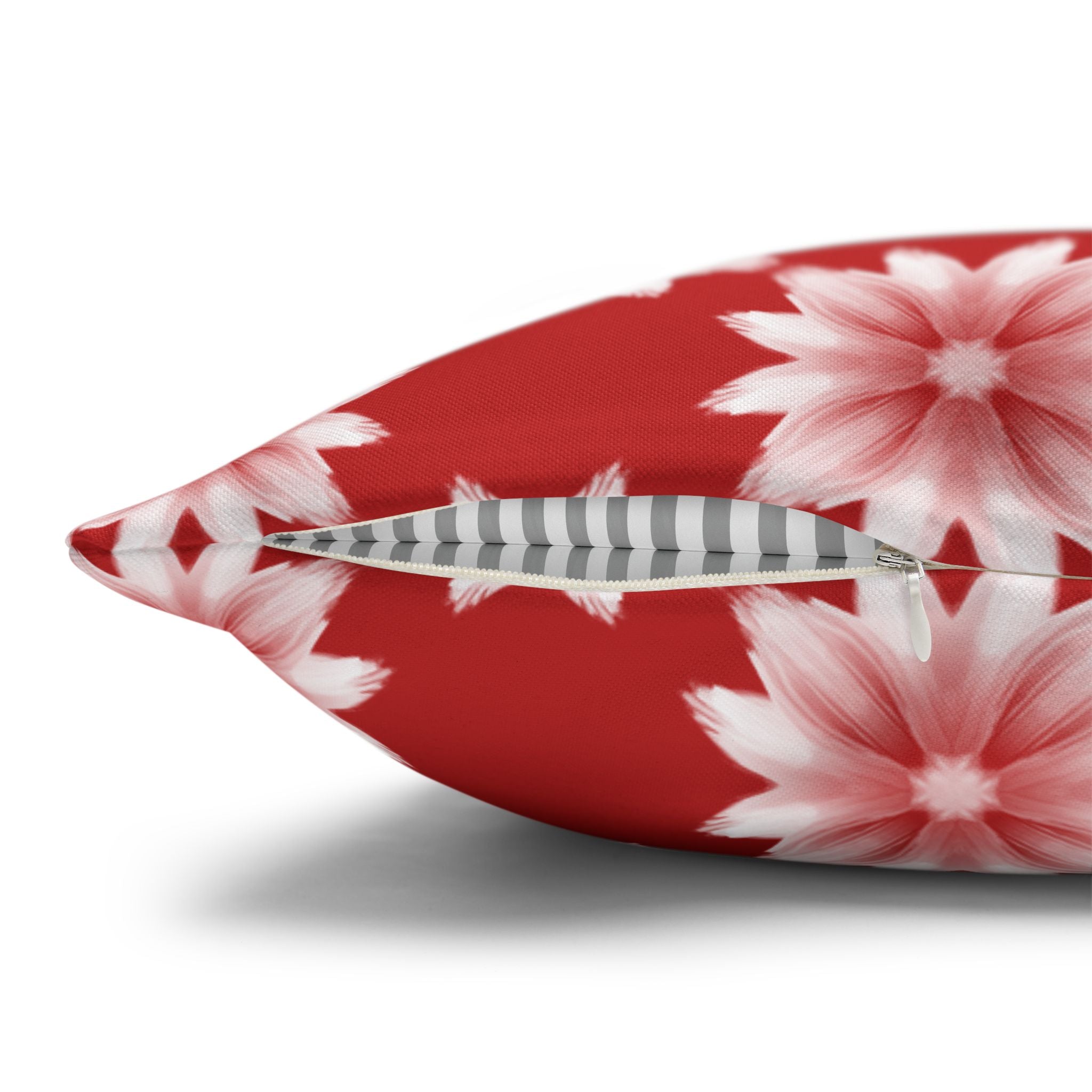 Holiday Red Floral THROW PILLOW COVER — Festive Floral Holiday Cushion Cover