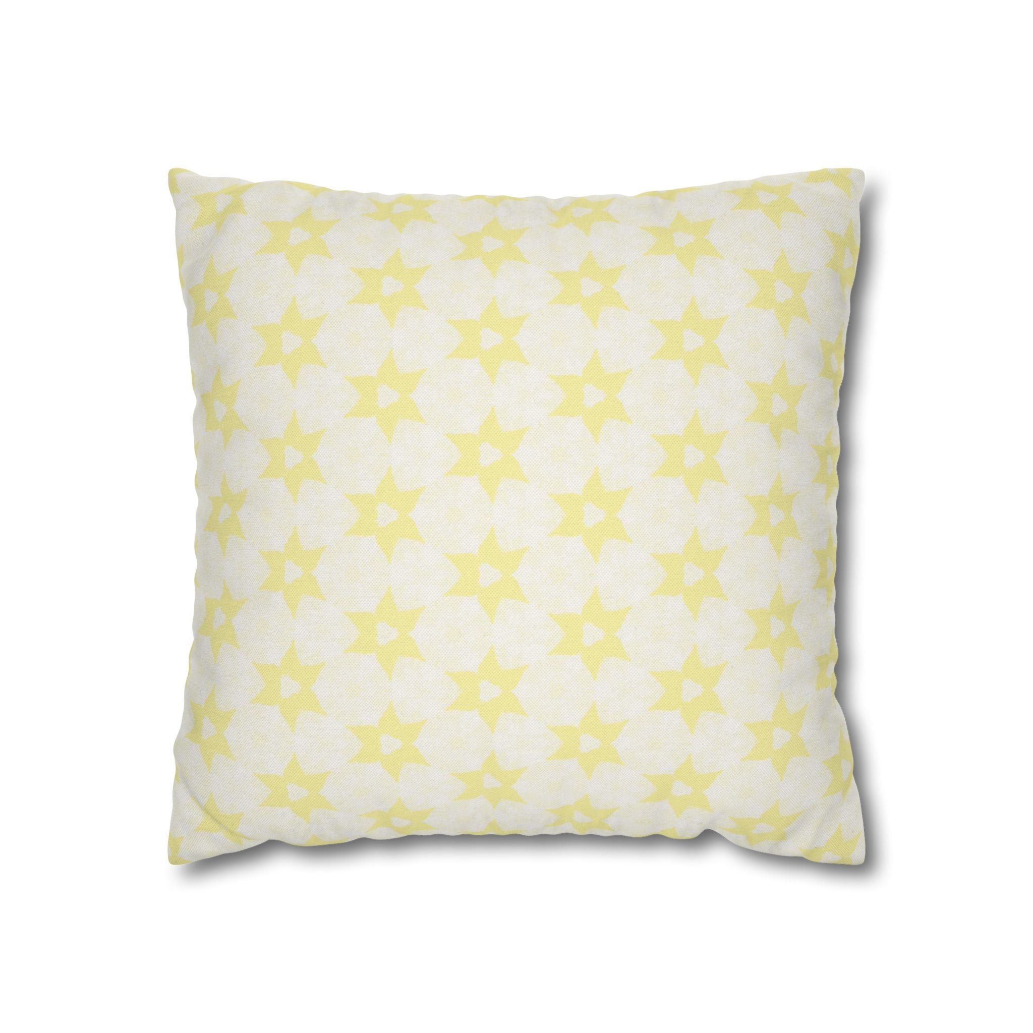 Cream Floral Star THROW PILLOW COVER — Soft Spun Polyester Square Pillowcase