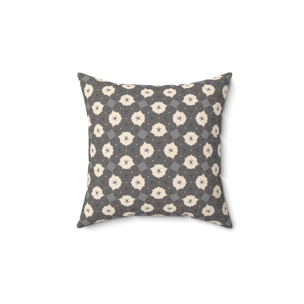 Charcoal and Cream Throw Pillow — Geometric Gray Patterned Square Pillow