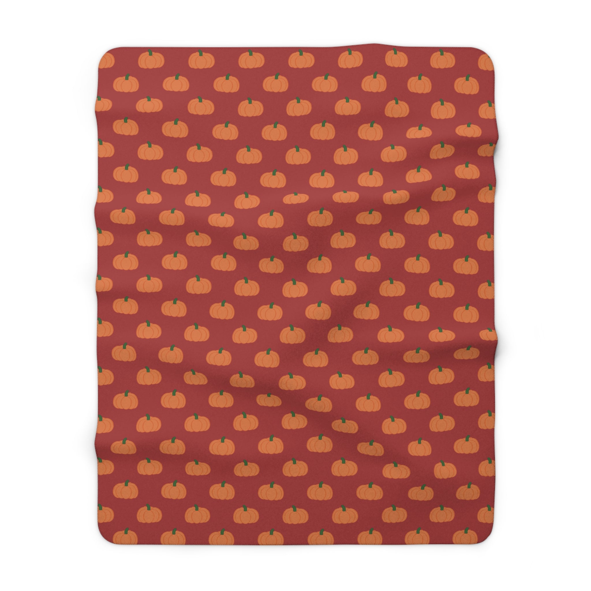 Burnt Orange Halloween Pumpkin Pattern Sherpa Blanket — Cozy Halloween Fall Throw