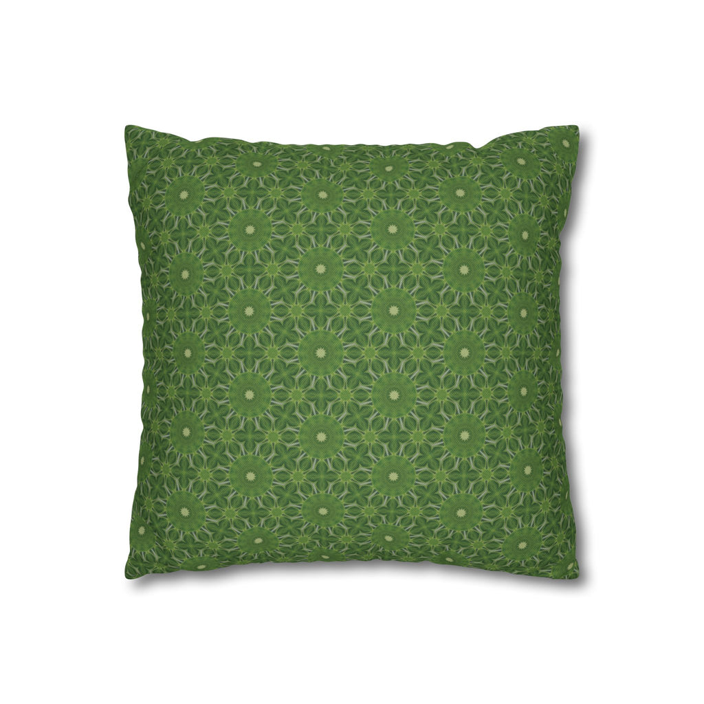 Green Floral Mandala Decorative THROW PILLOW COVER - Spun Polyester Square Pillow Cover