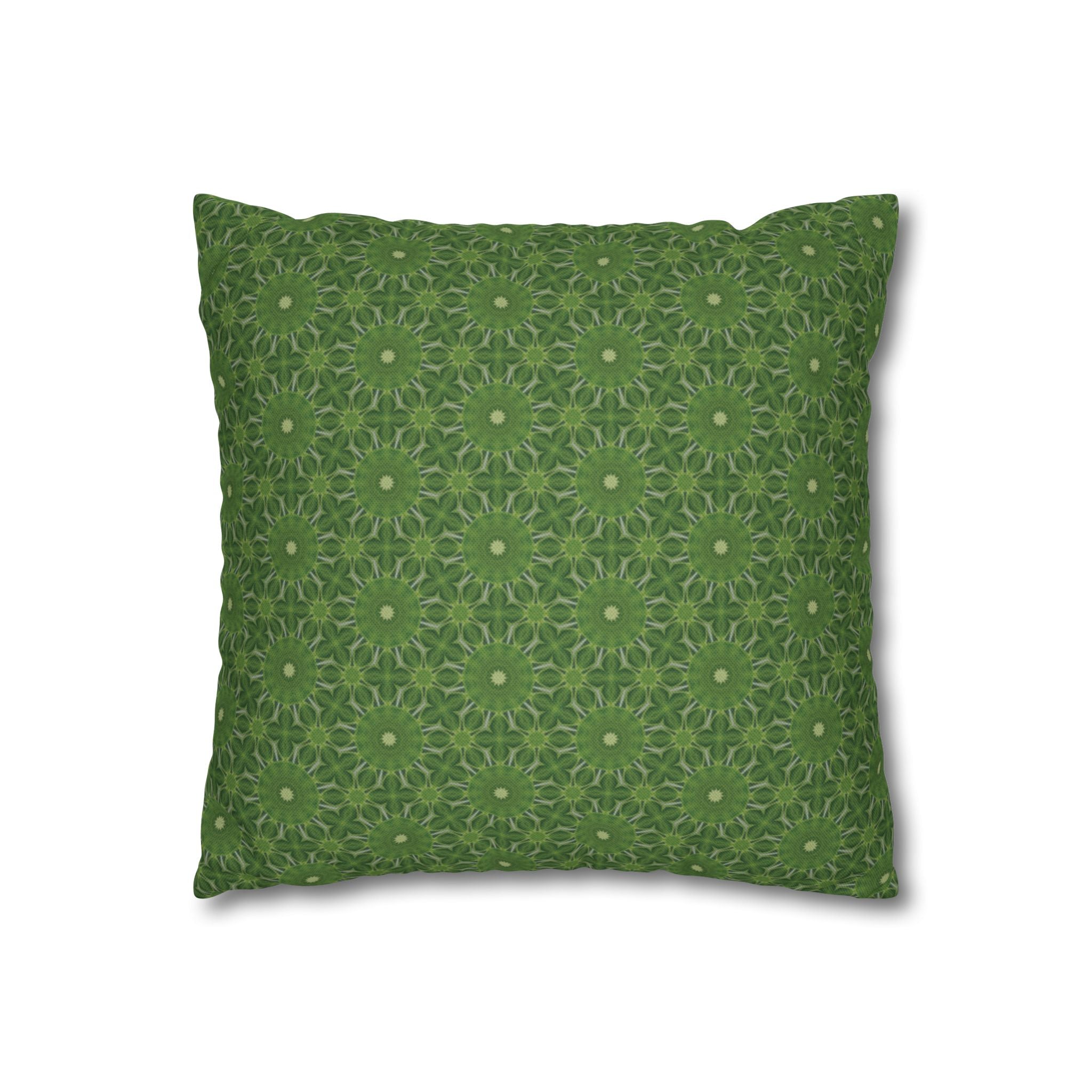 Green Floral Mandala Decorative THROW PILLOW COVER - Spun Polyester Square Pillow Cover