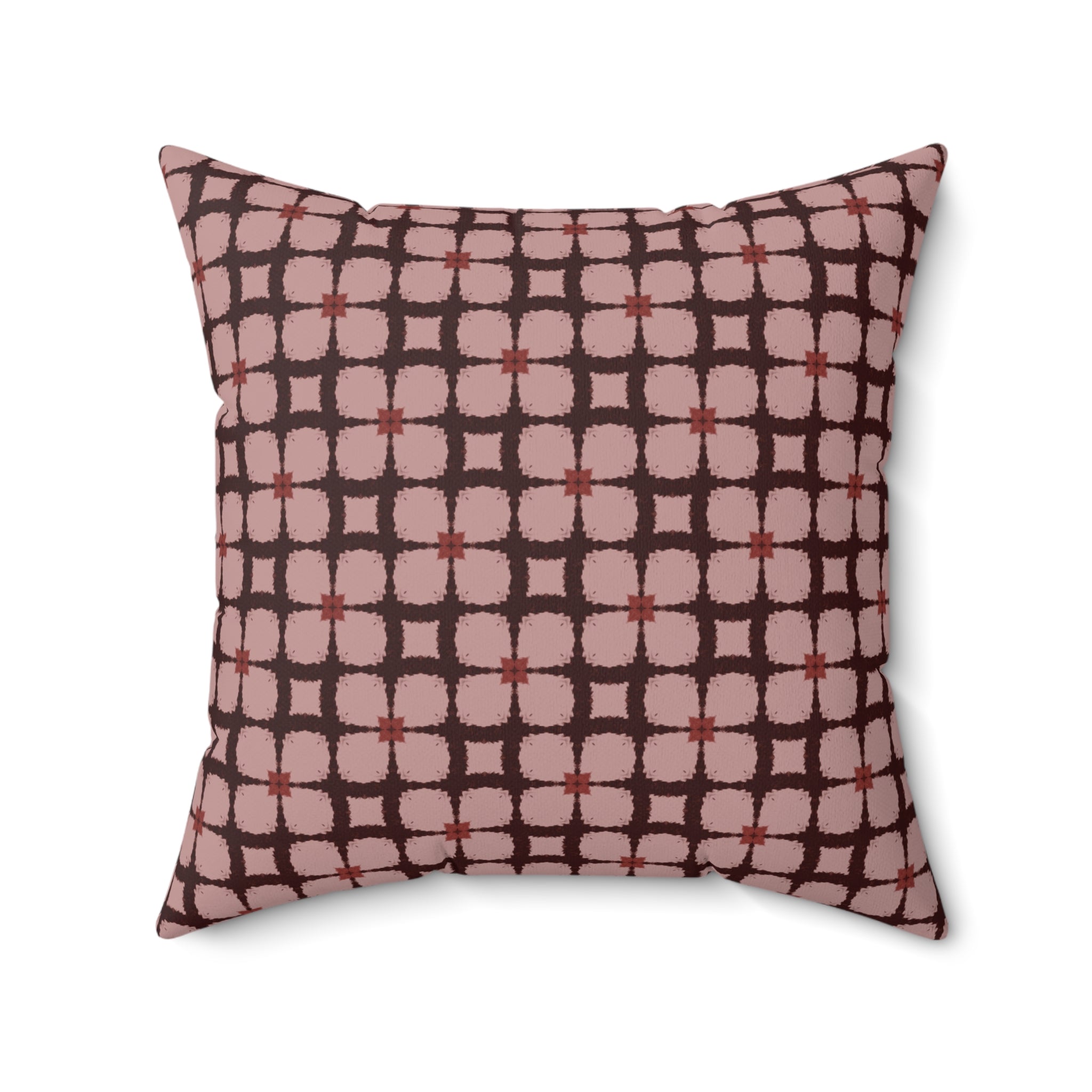 Vintage Pink Plaid Decorative Pillow — Pink Retro Grid Pattern