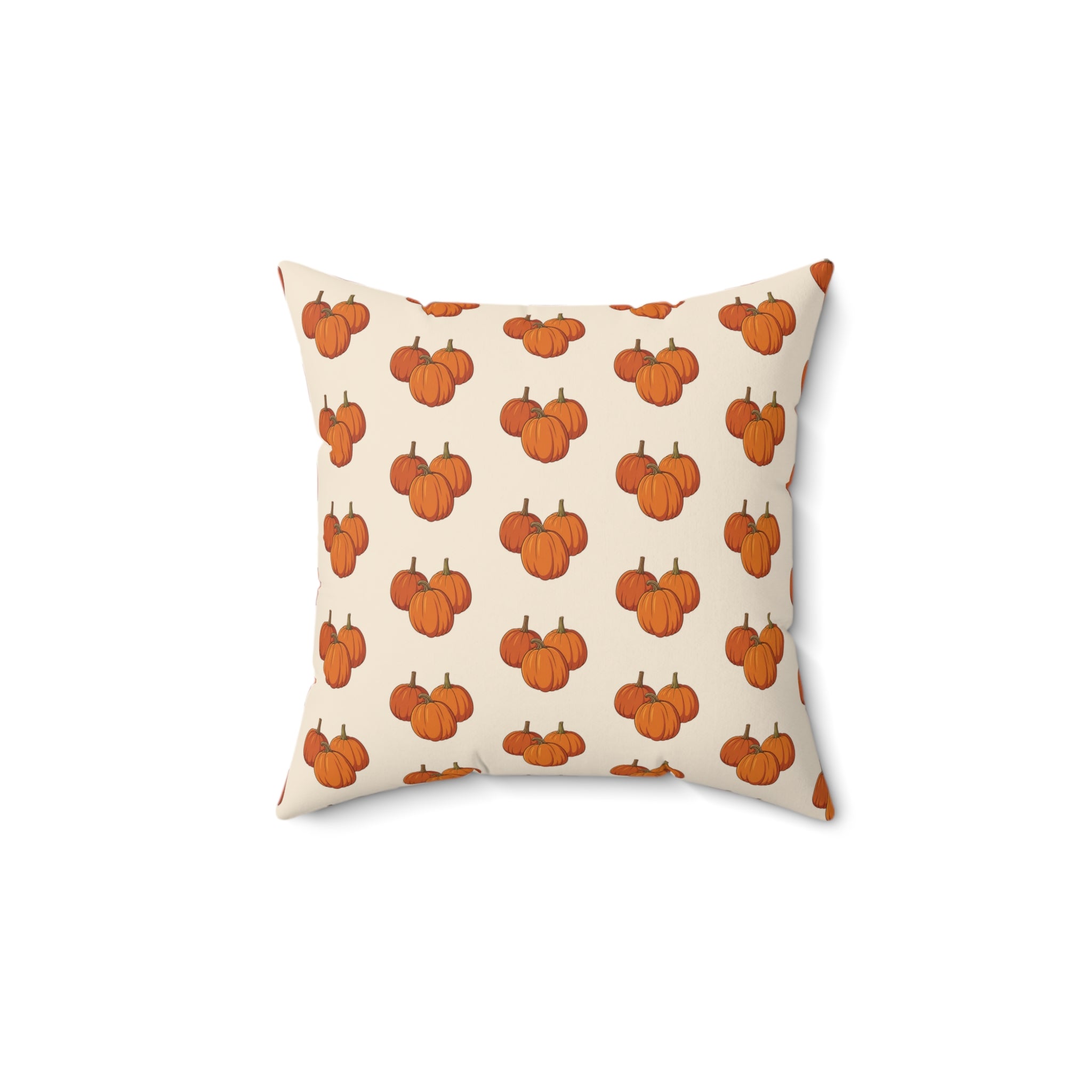 Cream Autumn Pumpkin Pattern Square Throw Pillow — Fall Decorative Accent