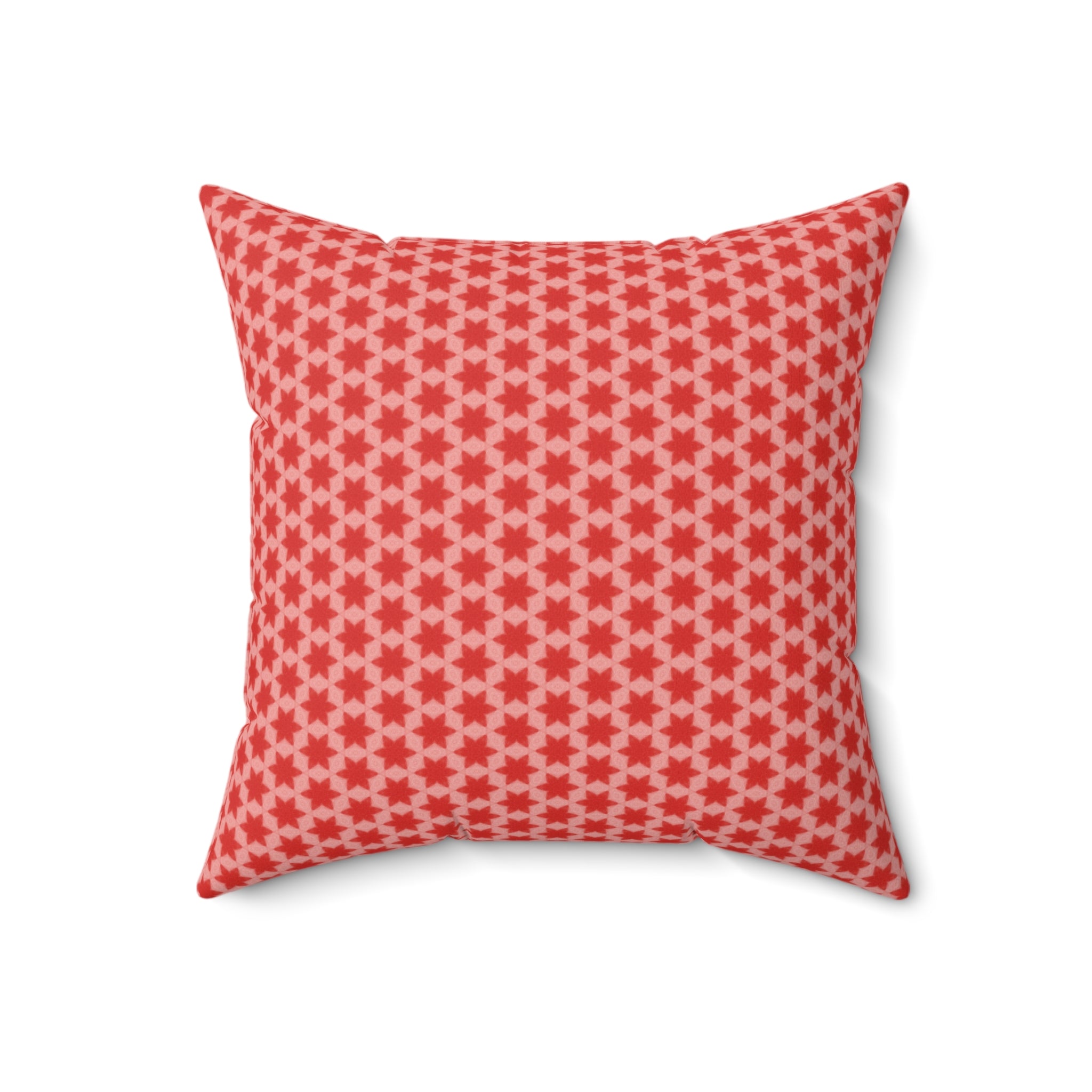 July 4th Red Stars Square Pillow — Patriotic Spun Polyester Throw Pillow