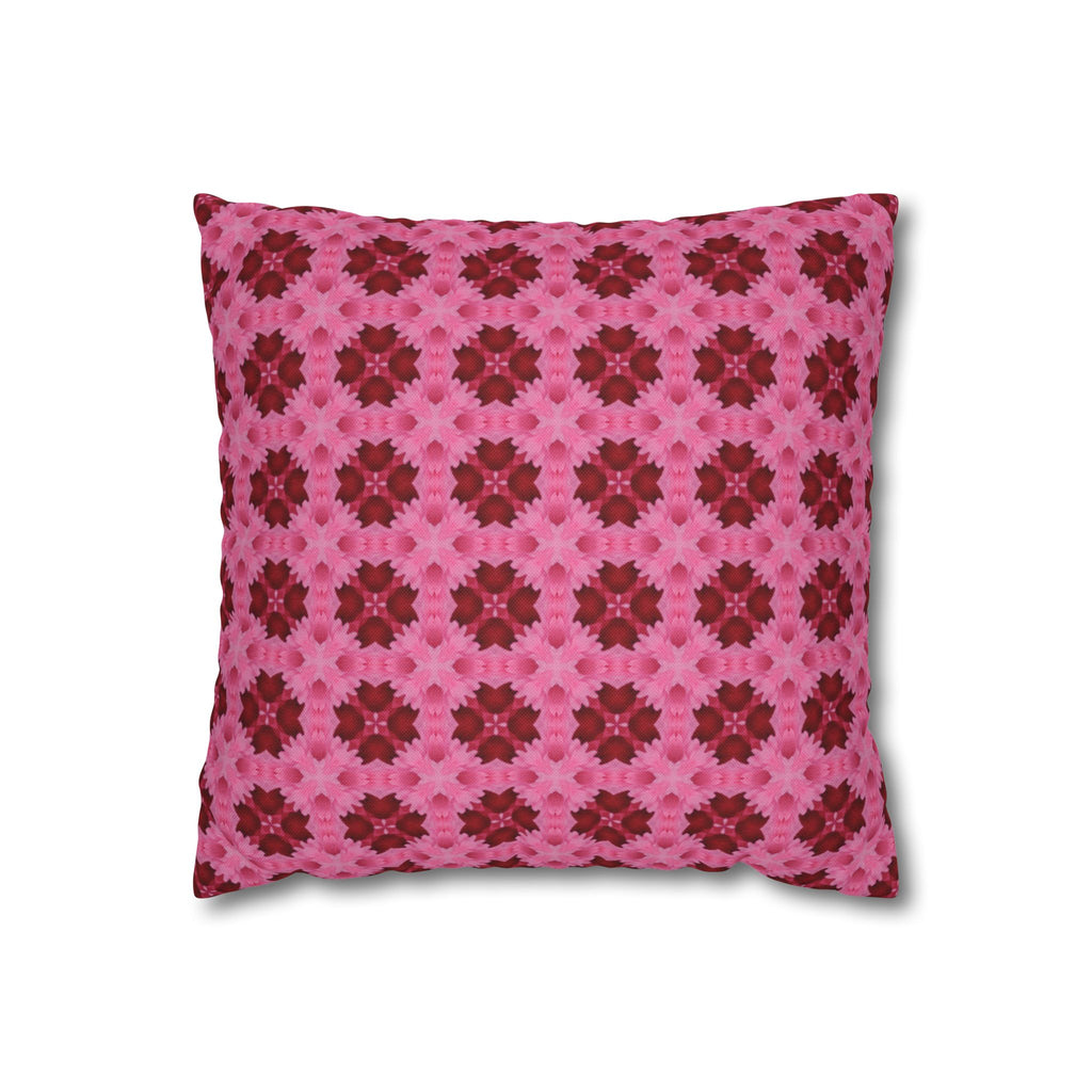 Pink Floral Geometric THROW PILLOW COVER — Decorative Square Pillow Cover