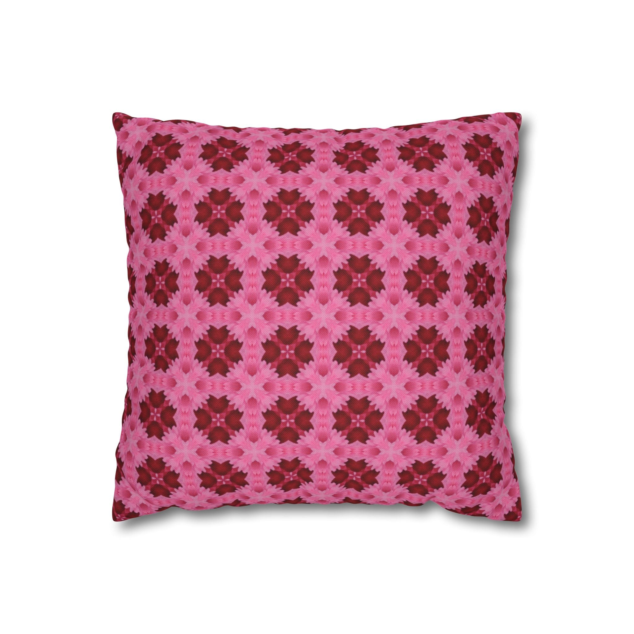 Pink Floral Geometric THROW PILLOW COVER — Decorative Square Pillow Cover