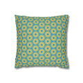 Sunburst Floral Pattern Throw THROW PILLOW COVER — Bright Teal & Yellow Decorative Square Pillowcase