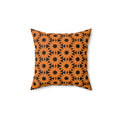 Orange & Black Sunflower Pattern Pillow — Spun Polyester Decorative Throw Pillow