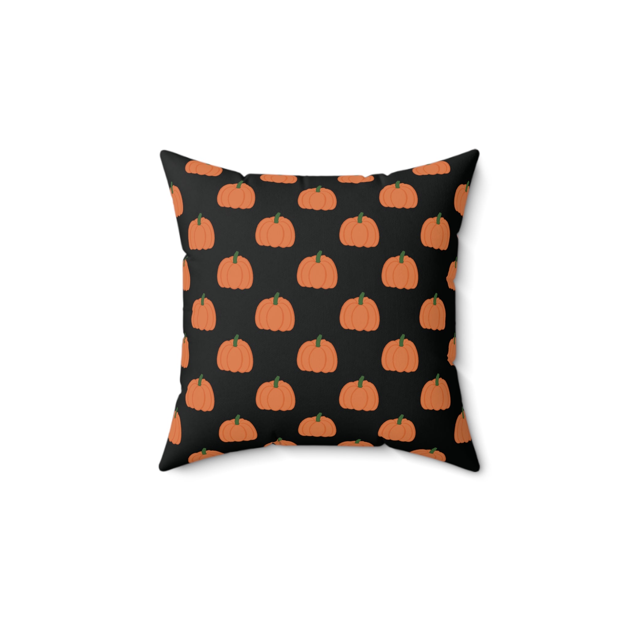 Black Halloween Pumpkin Pattern Pillow — Spun Polyester Decorative Throw Pillow