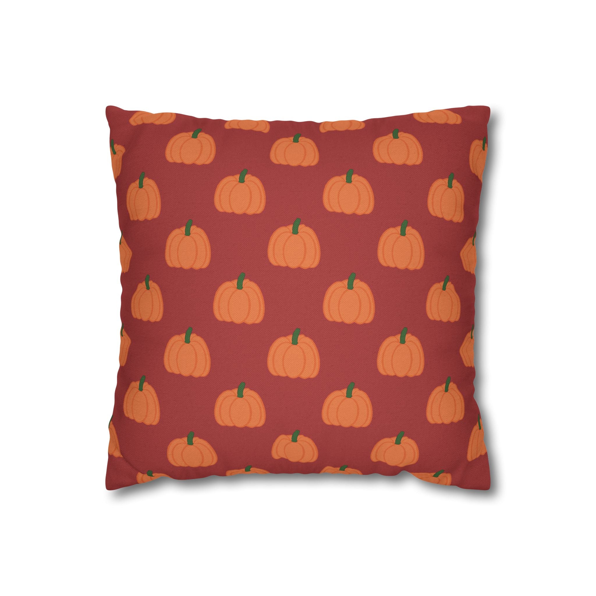 Burnt Orange Halloween Pumpkin Pattern THROW PILLOW COVER - Fall Decorative Throw Pillow Cover