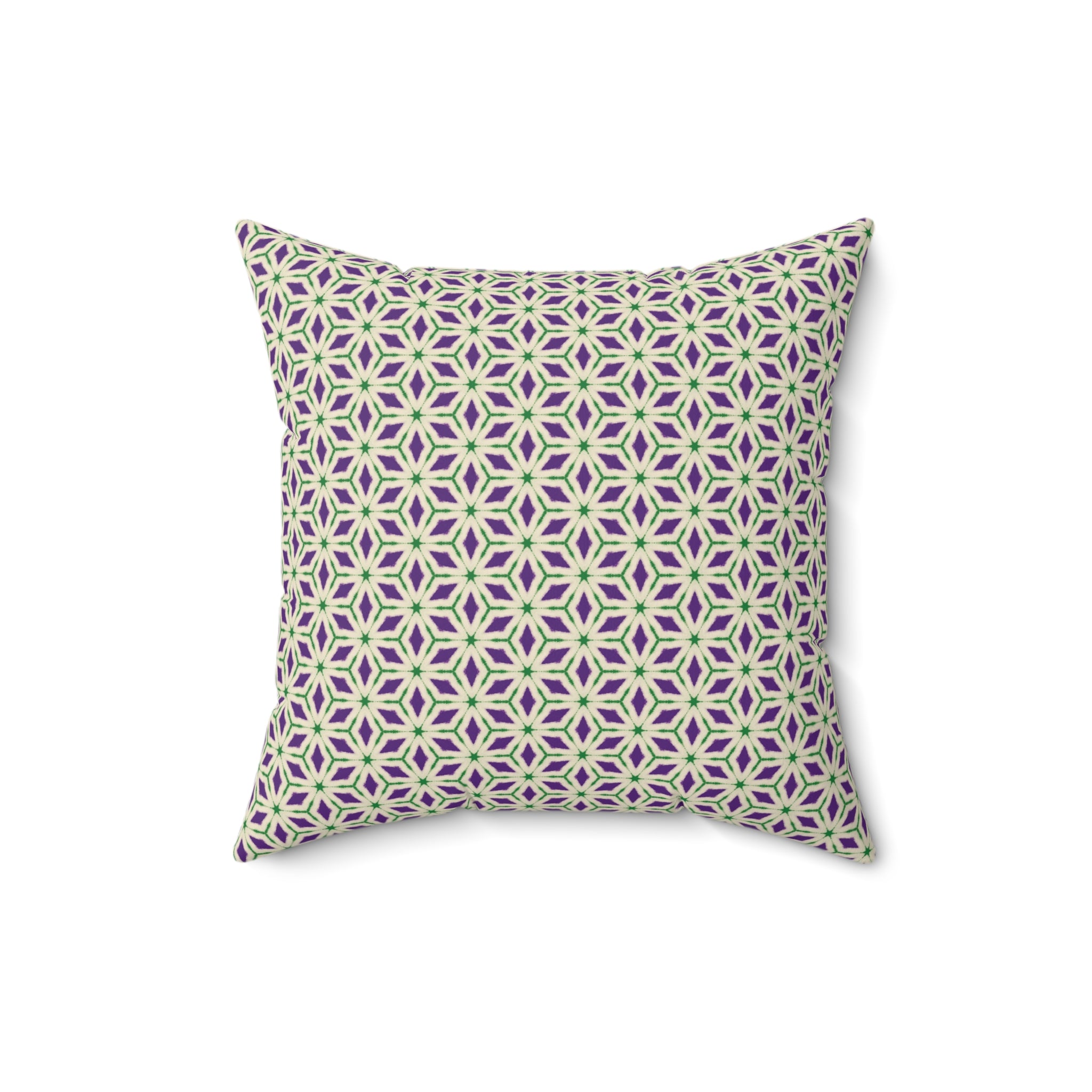 Purple & Green Floral Pattern Decorative Pillow — Modern Moroccan Tile Throw Pillow