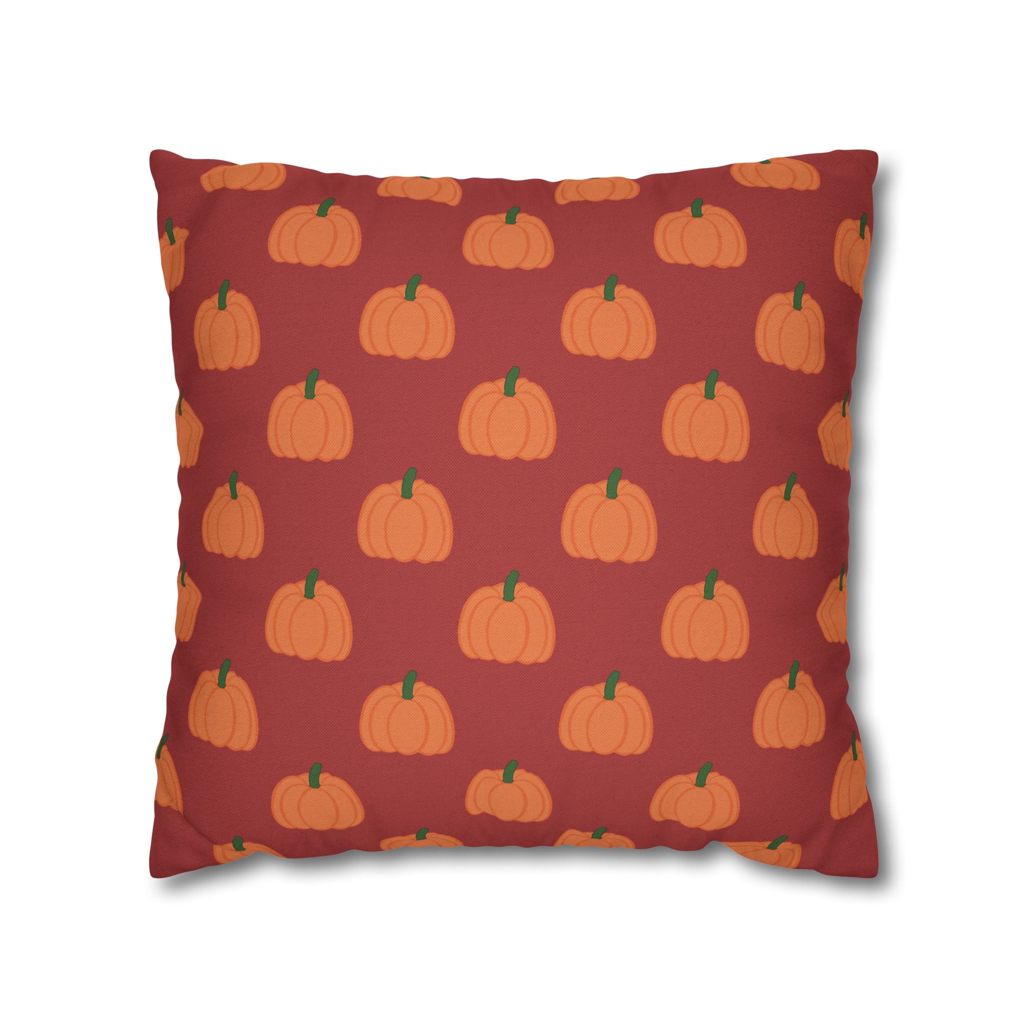 Burnt Orange Halloween Pumpkin Pattern THROW PILLOW COVER - Fall Decorative Throw Pillow Cover