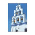 Santorini Bell Tower Canvas Wall Art — Greek Island Church Print