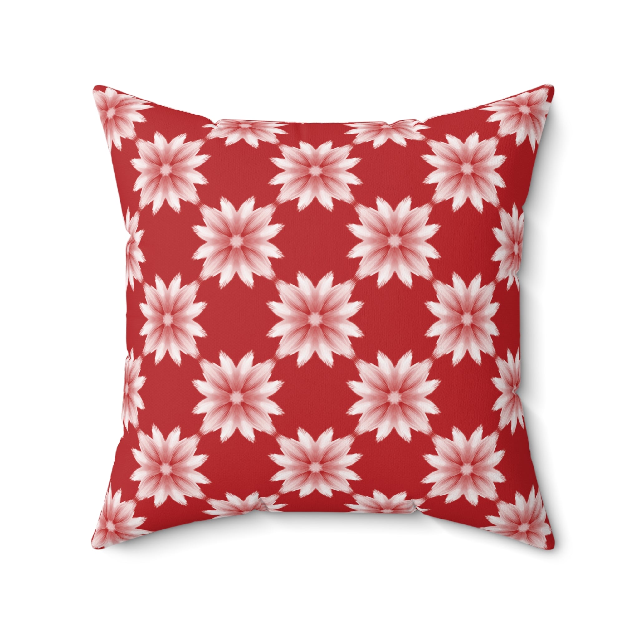 Holiday Red Floral Pillow — Red & White Dahlia Throw Pillow