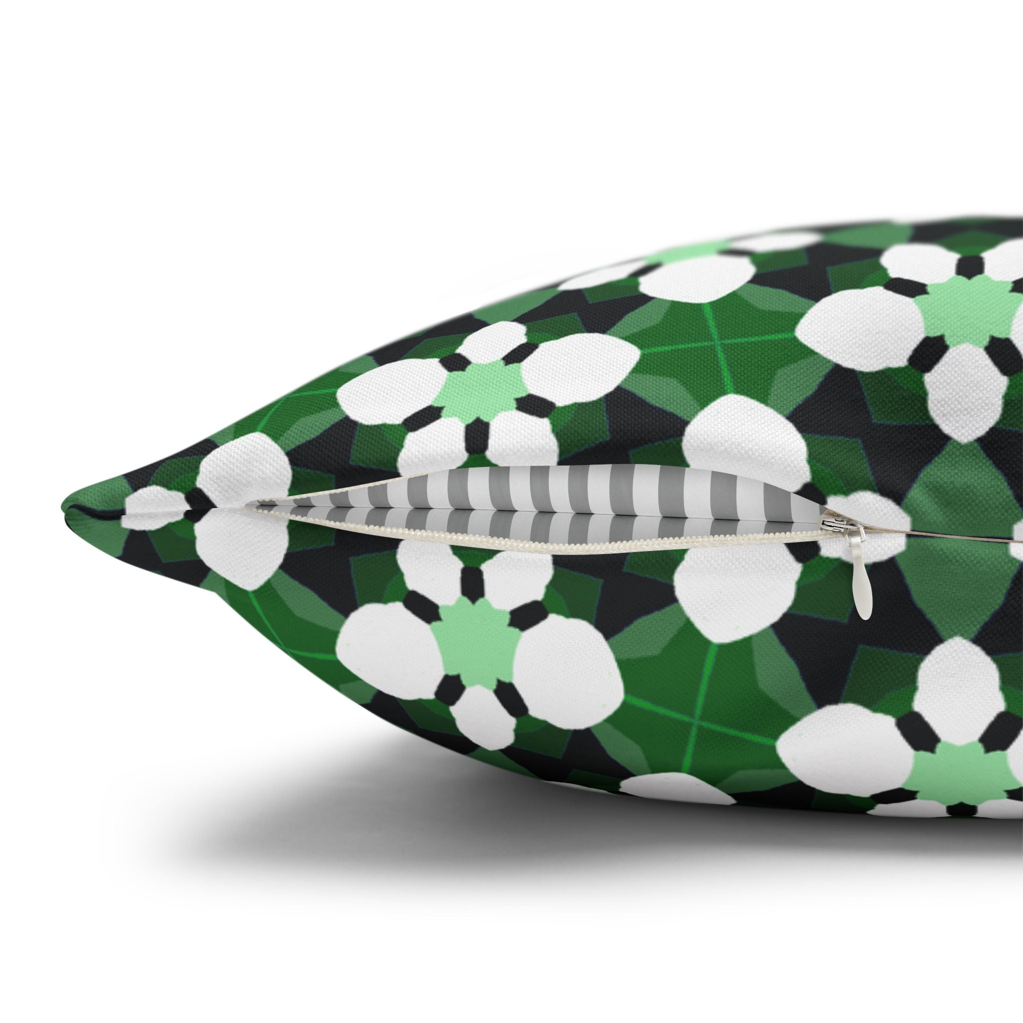 Green Retro Floral THROW PILLOW COVER— Spun Polyester Square Throw Pillow Cover
