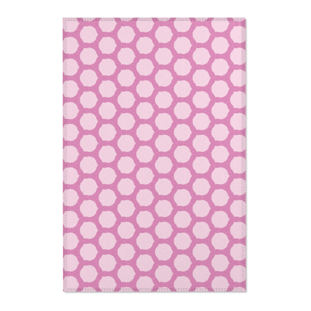 Pink Honeycomb Area Rug — Geometric Decorative Accent Rug for Nursery, Kids’ Room & Playroom
