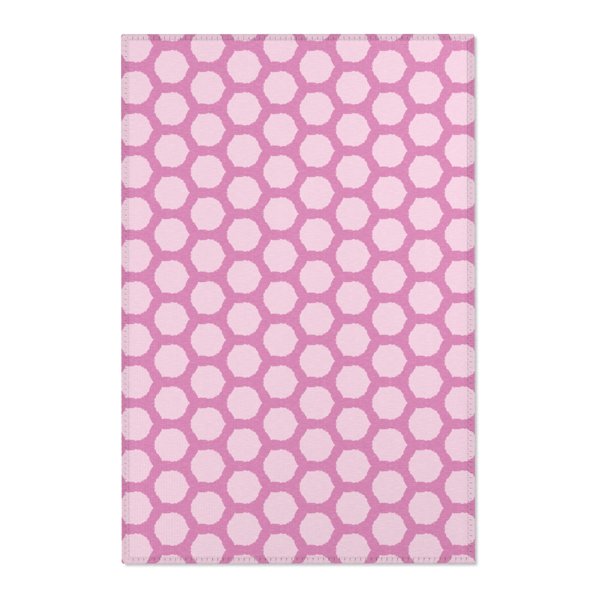 Pink Honeycomb Area Rug — Geometric Decorative Accent Rug for Nursery, Kids’ Room & Playroom