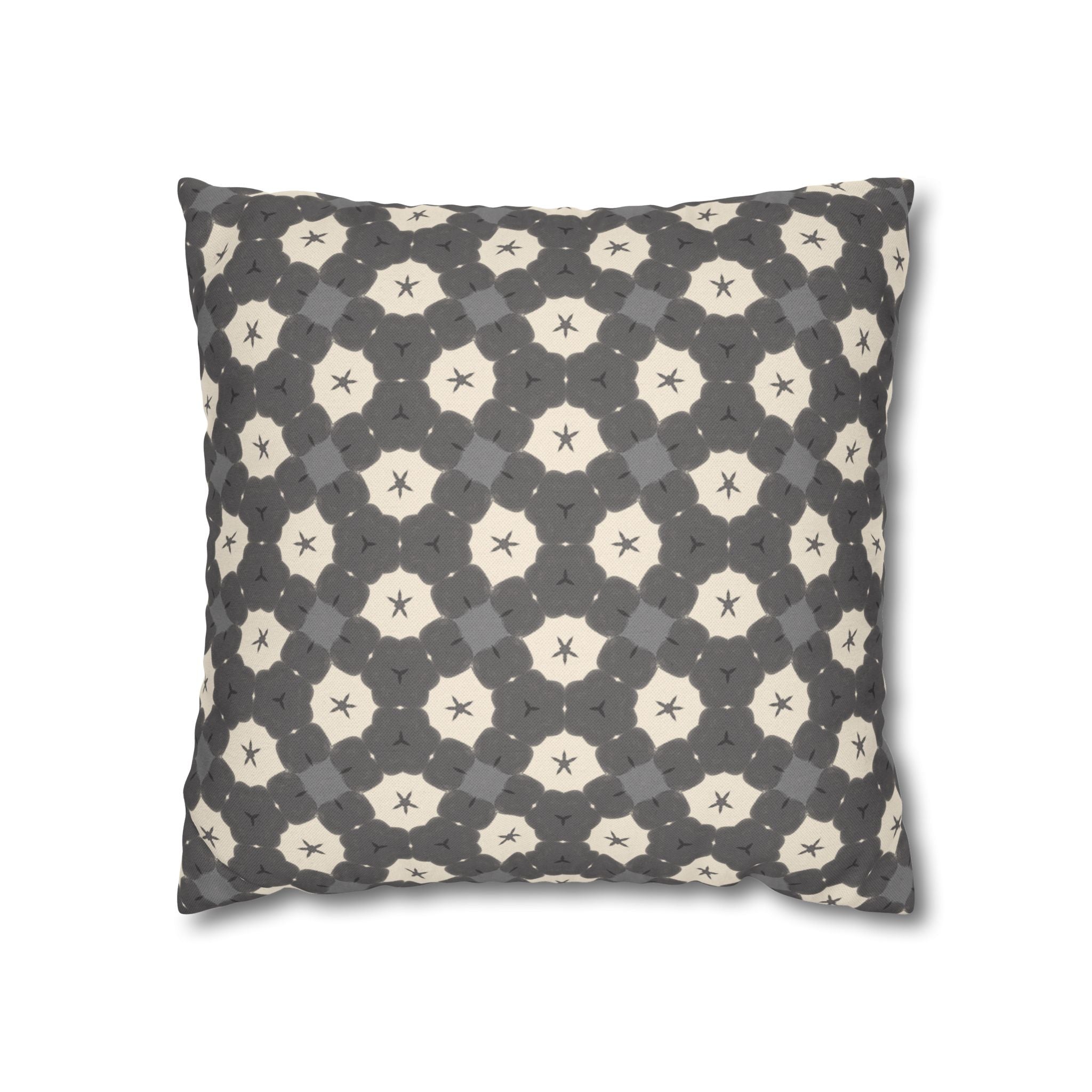 Charcoal and Cream THROW PILLOW COVER — Gray Geometric Patterned Decorative Throw Pillow Cover