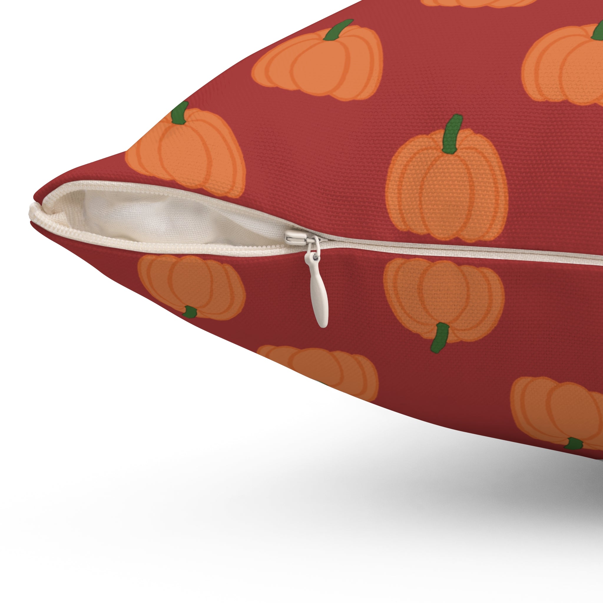 Burnt Orange Halloween Pumpkin Pattern Square Pillow — Halloween Fall Decorative Throw Pillow