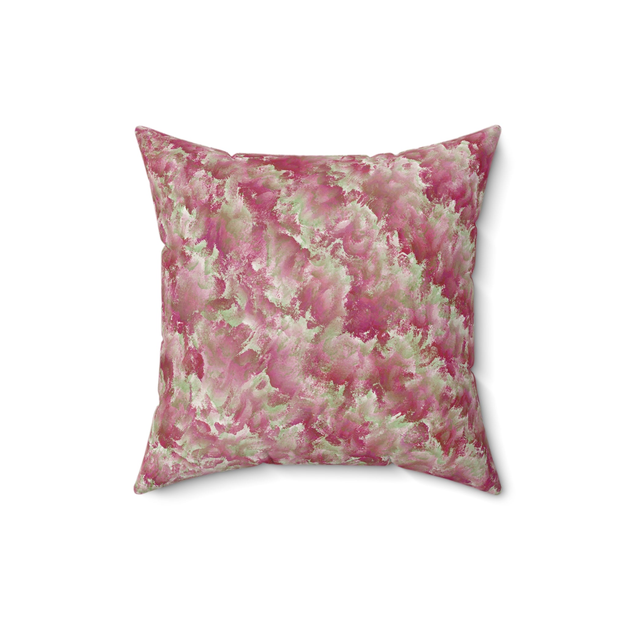 Pink Watercolor Floral Pillow — Soft Abstract Botanical Throw Pillow