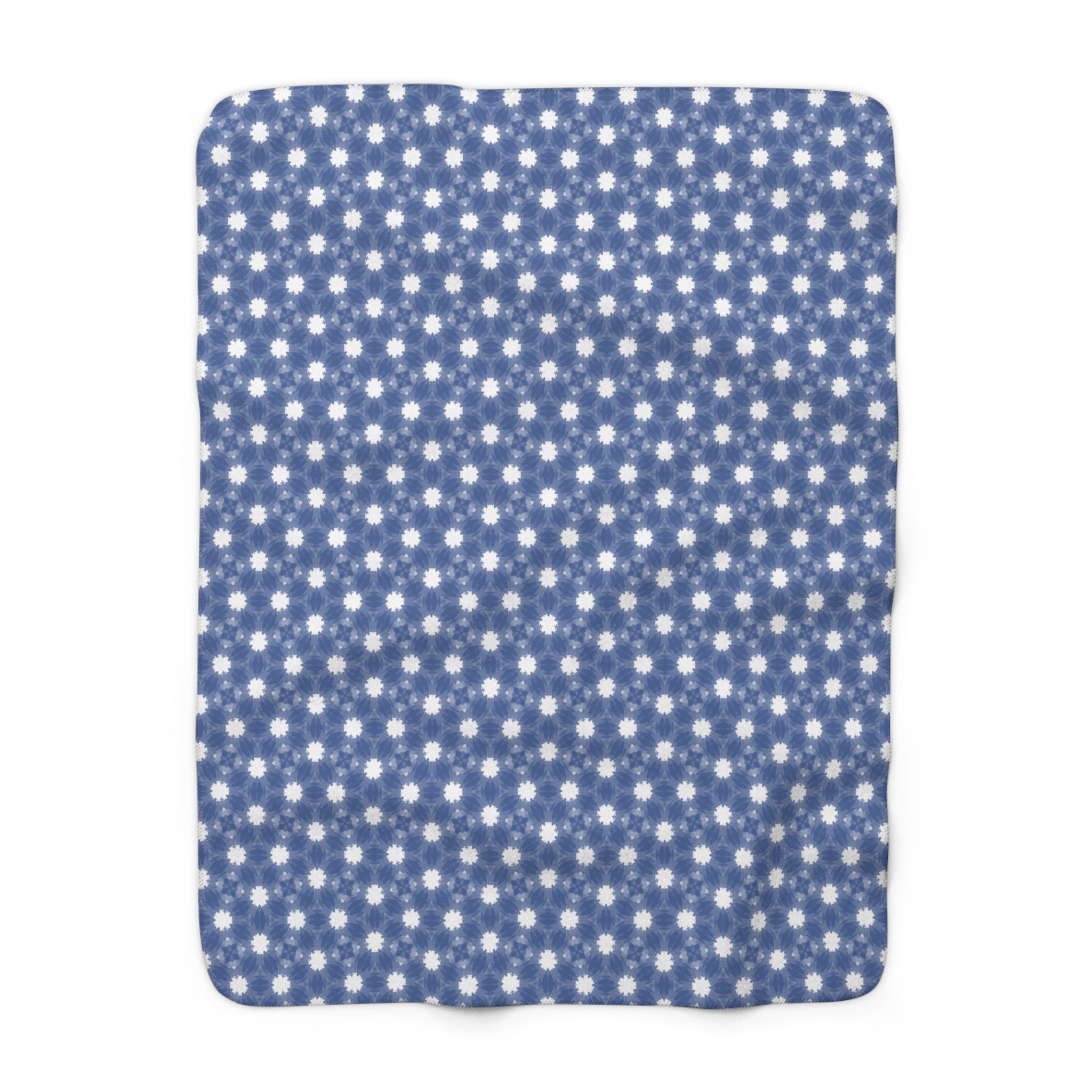 Blue & White Floral Sherpa Fleece Blanket